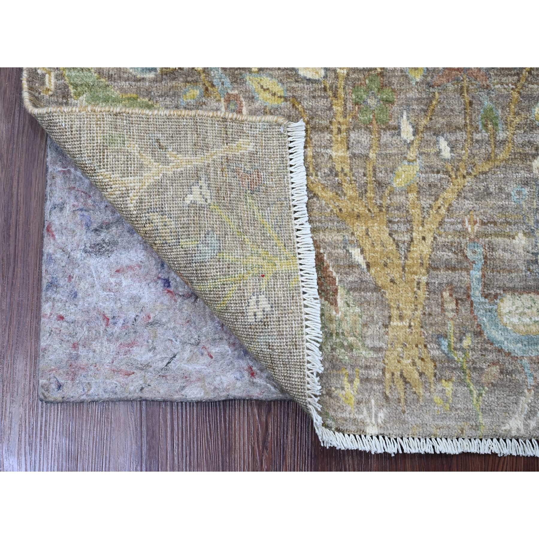 2'x3'3" Cedar Brown, Afghan Peshawar with Birds of Paradise Design, Hand Knotted, Soft Wool, Vegetable Dyes, Mat, Sample, Oriental Rug Sh20958