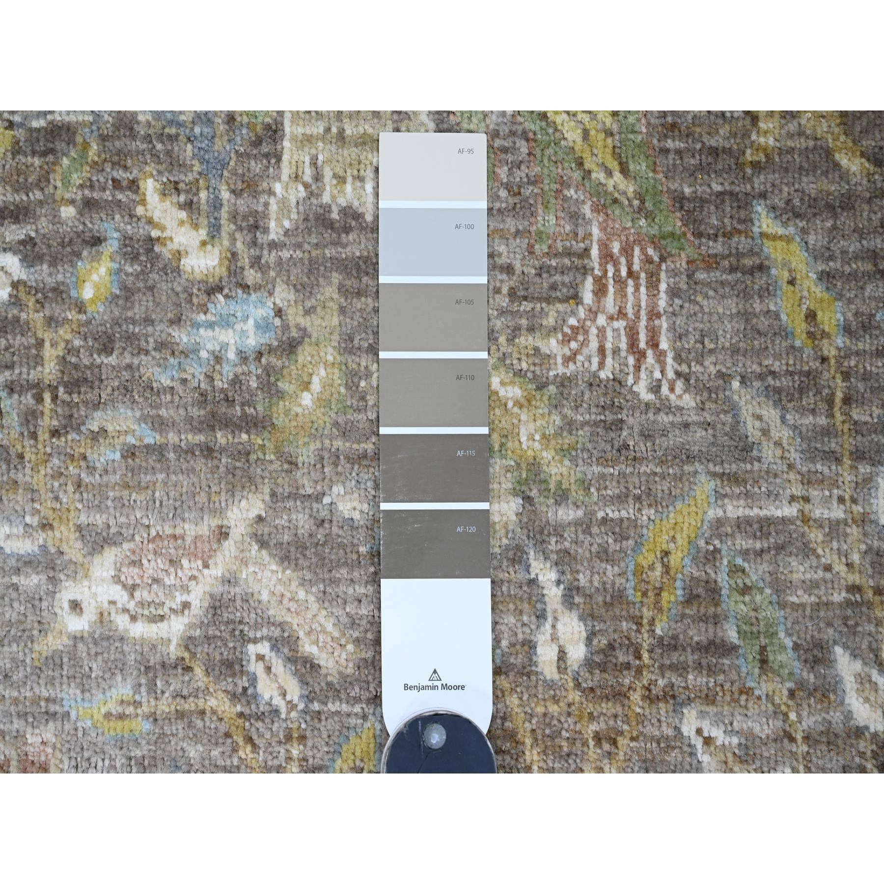 2'x3'3" Cedar Brown, Afghan Peshawar with Birds of Paradise Design, Hand Knotted, Soft Wool, Vegetable Dyes, Mat, Sample, Oriental Rug Sh20958