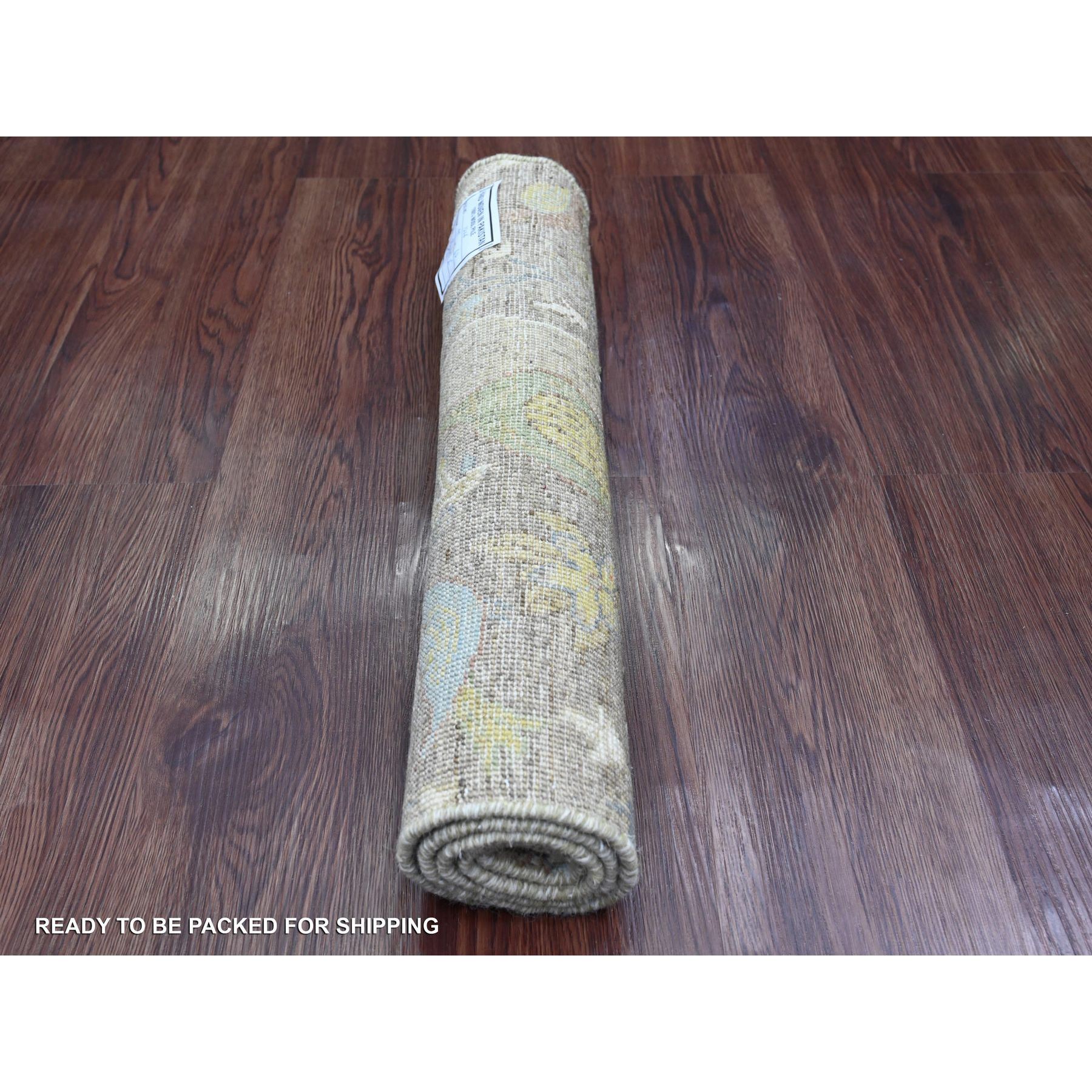 2'x3'3" Cedar Brown, Hand Knotted, Afghan Peshawar with Birds of Paradise Design, Soft Wool, Vegetable Dyes, Mat, Sample, Oriental Rug Sh20962