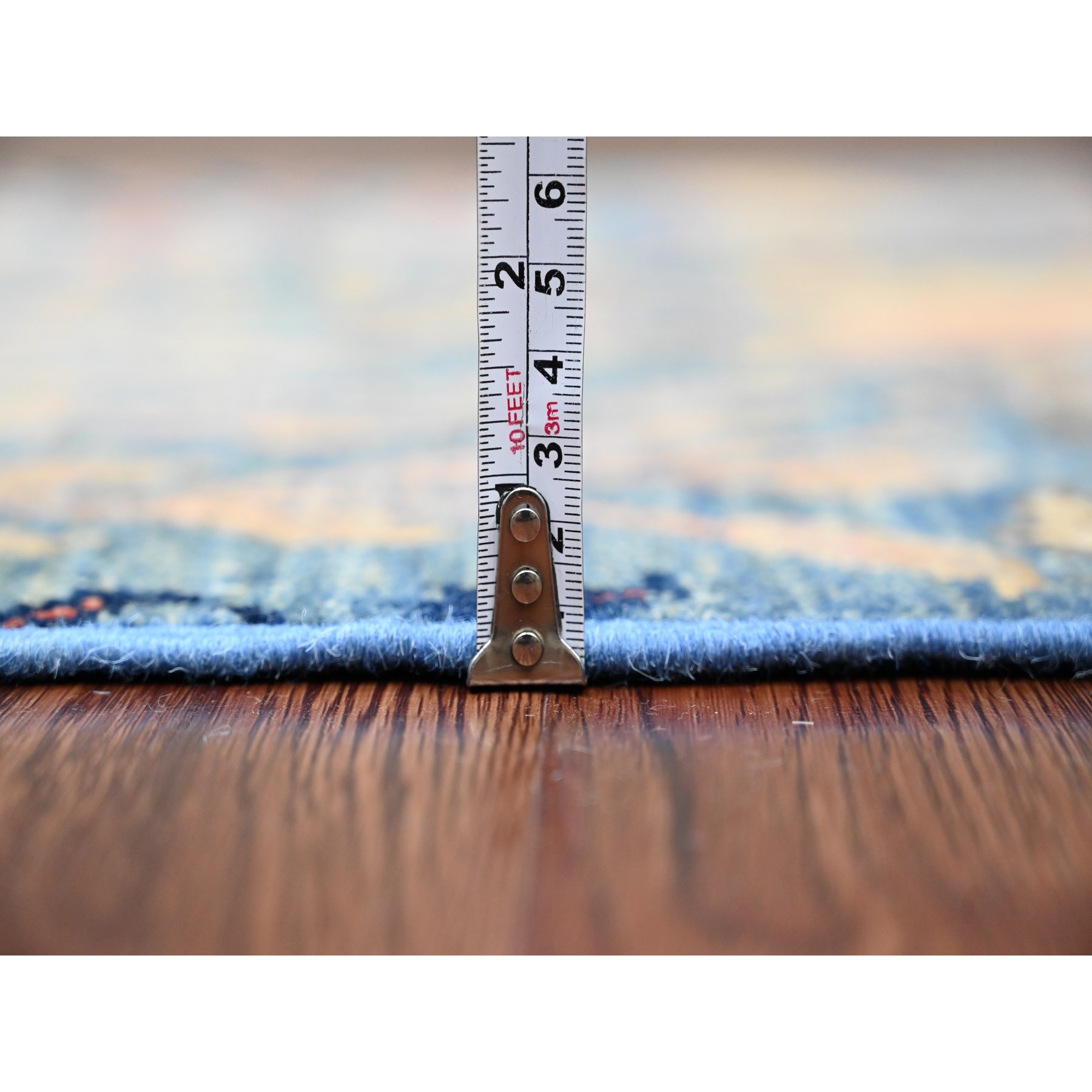 2'9"x23'4" Carolina Blue, Hand Knotted, Afghan Peshawar with Birds of Paradise Design, Veggie Dyes, Soft and Velvety Wool, XL Runner, Oriental Rug Sh20965