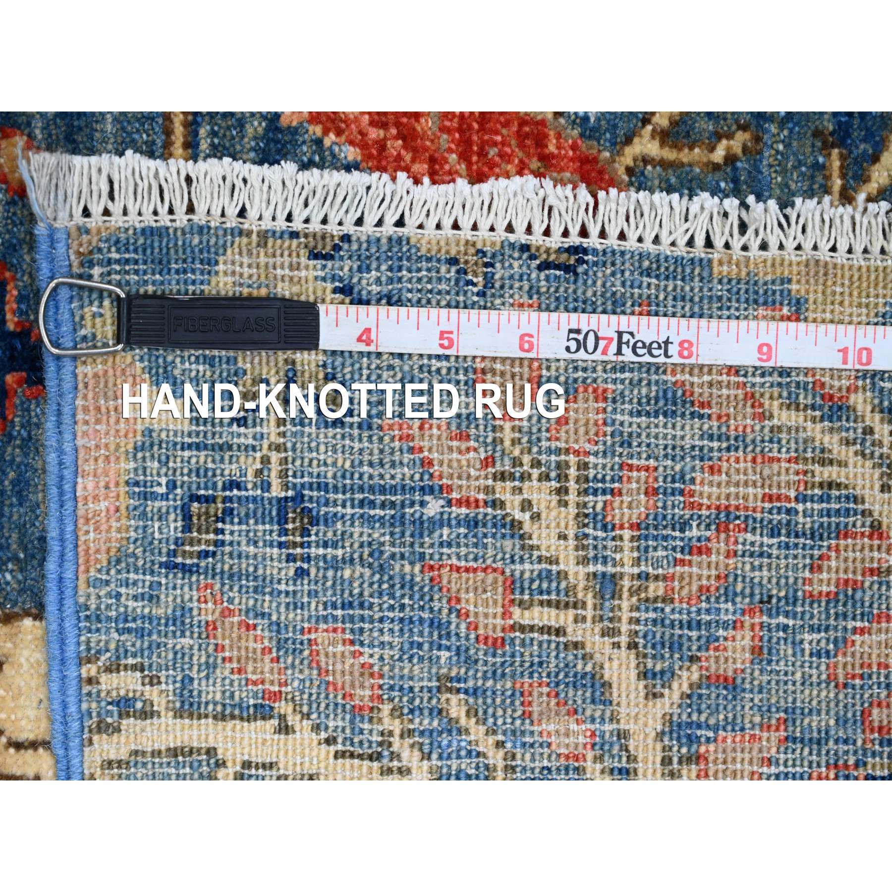 2'9"x23'4" Carolina Blue, Hand Knotted, Afghan Peshawar with Birds of Paradise Design, Veggie Dyes, Soft and Velvety Wool, XL Runner, Oriental Rug Sh20965