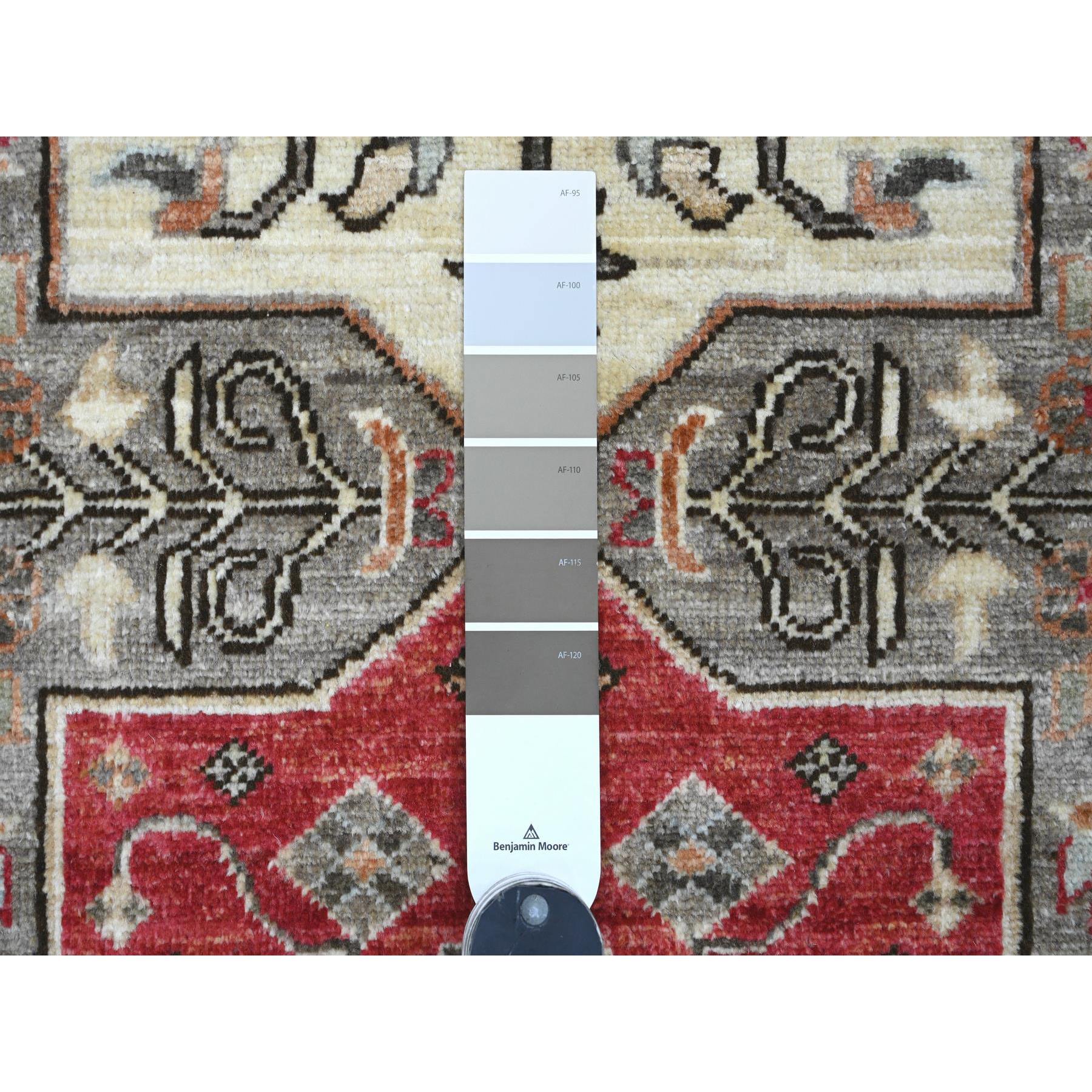 2'7"x11'6" Spanish Gray, Aryana Grade, Afghan Peshawar with Caucasian Akstafa Design, Hand Knotted, High Mountain Wool, Runner, Oriental Rug Sh20967
