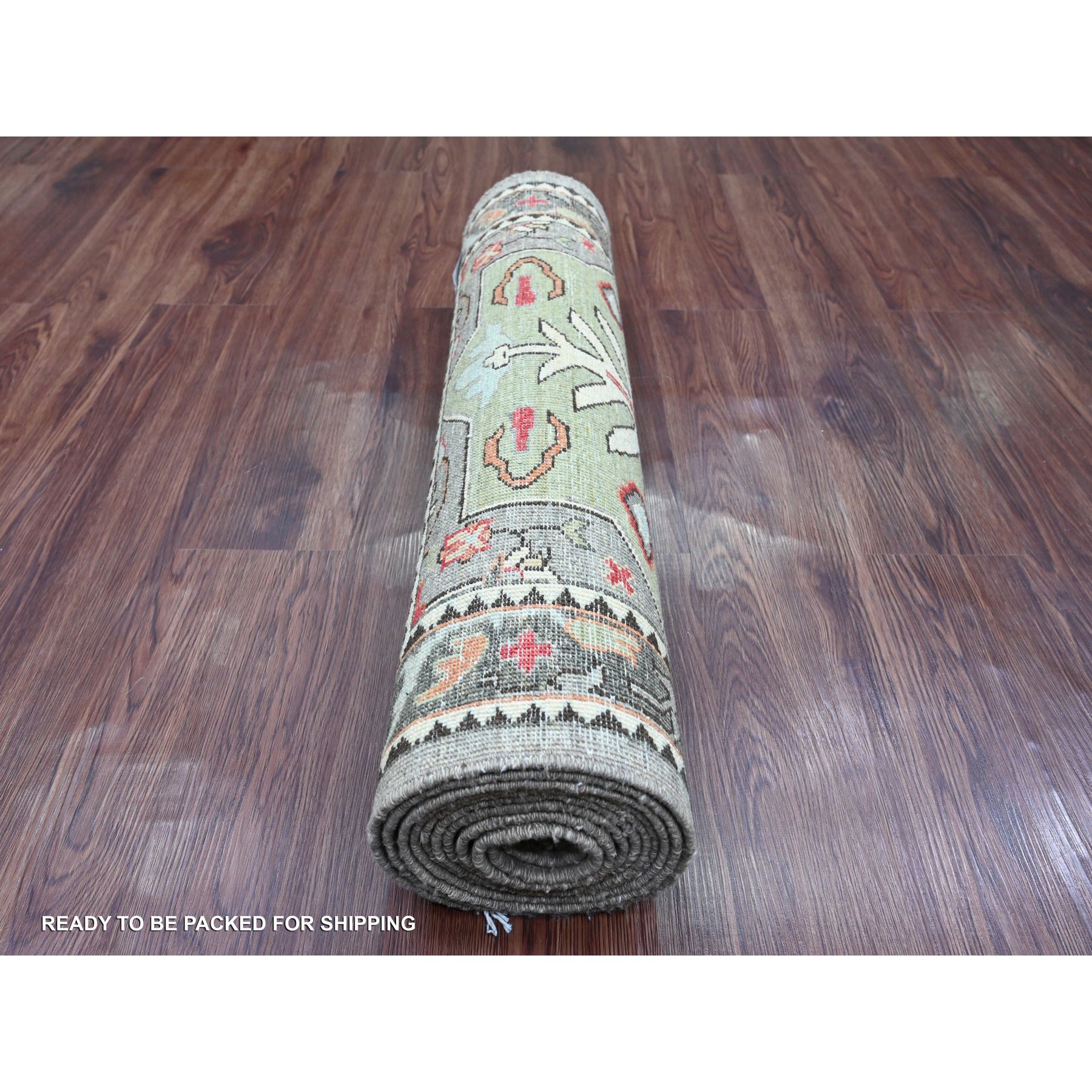 2'7"x11'6" Spanish Gray, Aryana Grade, Afghan Peshawar with Caucasian Akstafa Design, Hand Knotted, High Mountain Wool, Runner, Oriental Rug Sh20967