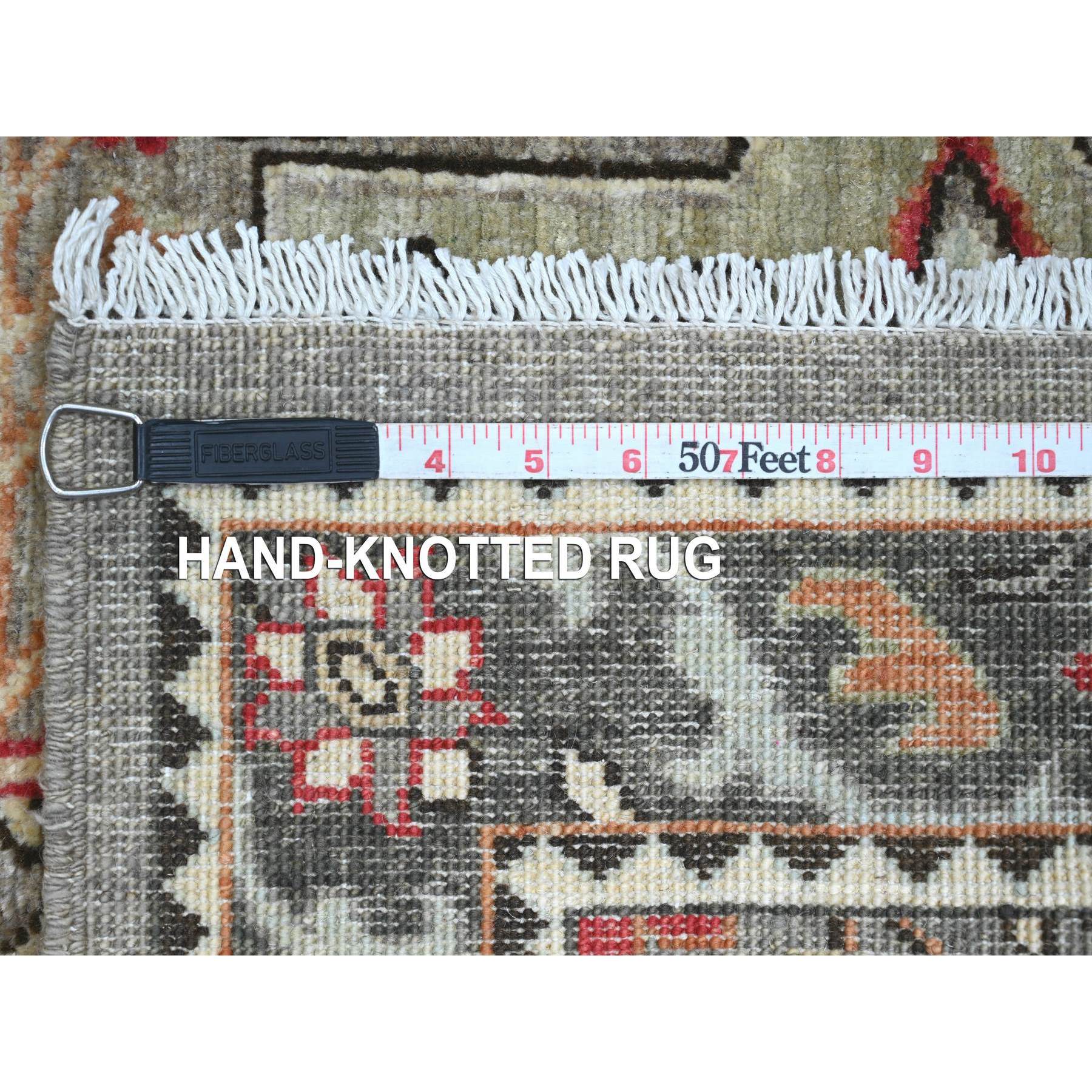 2'7"x11'6" Spanish Gray, Aryana Grade, Afghan Peshawar with Caucasian Akstafa Design, Hand Knotted, High Mountain Wool, Runner, Oriental Rug Sh20967