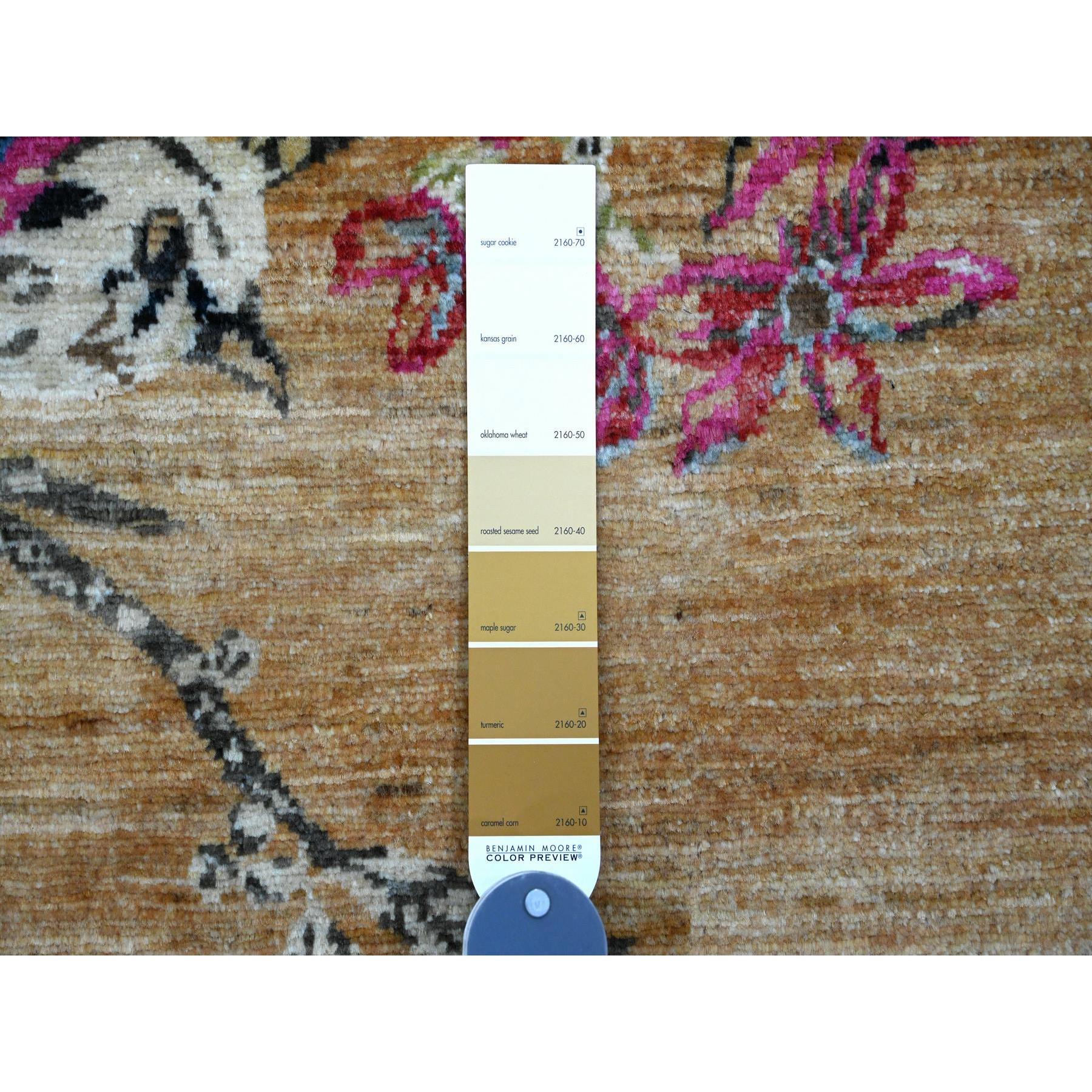 9'x12' Honey Brown, Sparrows on the Tree, Peshawar, 100% Soft Wool, Hand Knotted, Oriental Rug Sh20969
