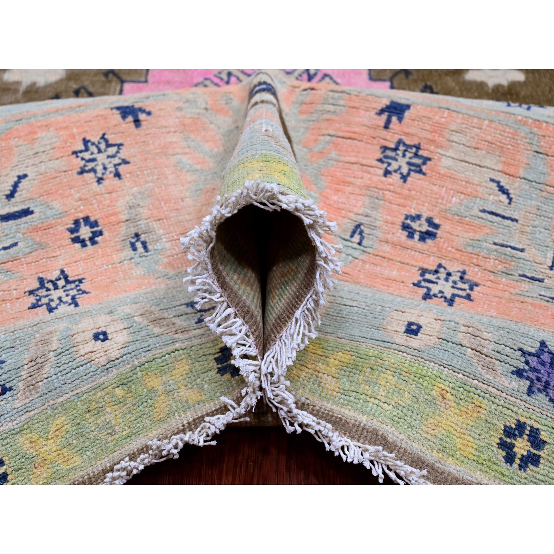 9'5"x13'9" Chocolate Brown, Colorful Fusion Kazak, Caucasian Design, Hand Knotted, 100% Wool, Oriental Rug Sh20971
