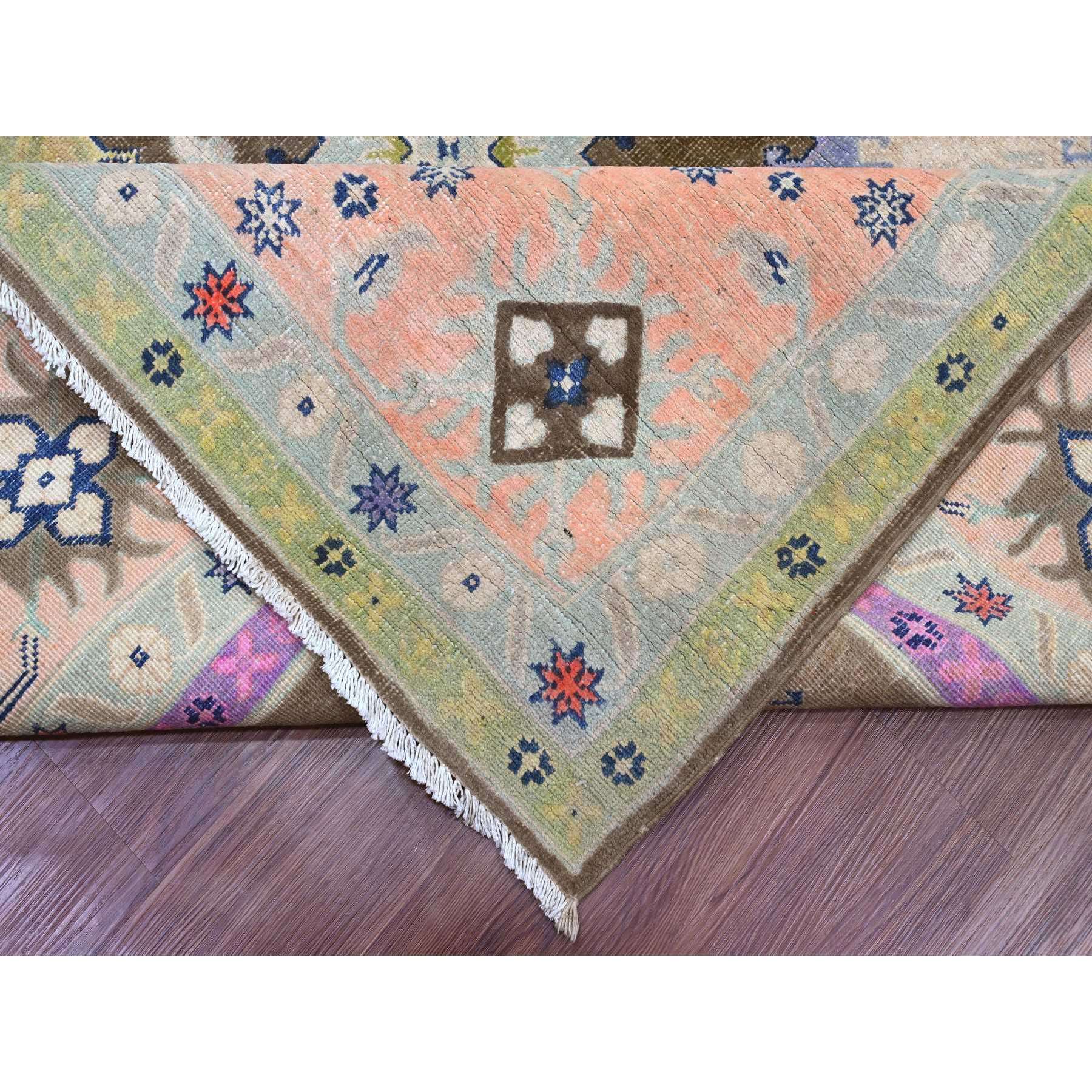 9'5"x13'9" Chocolate Brown, Colorful Fusion Kazak, Caucasian Design, Hand Knotted, 100% Wool, Oriental Rug Sh20971