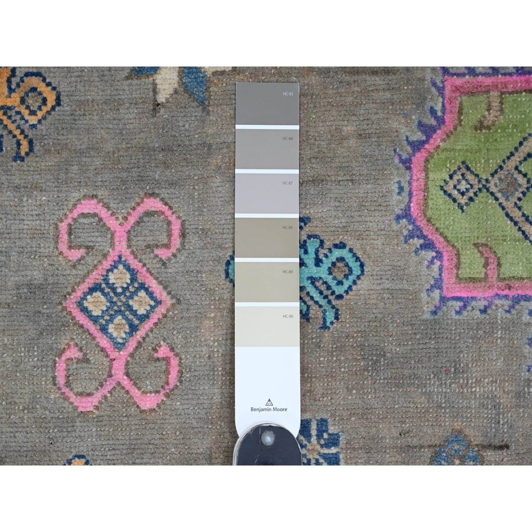 9'9"x13'2" Stone Gray, Colorful Fusion Kazak, Caucasian Medallions Design, Hand Knotted, Pure Wool, Oriental Rug Sh20973