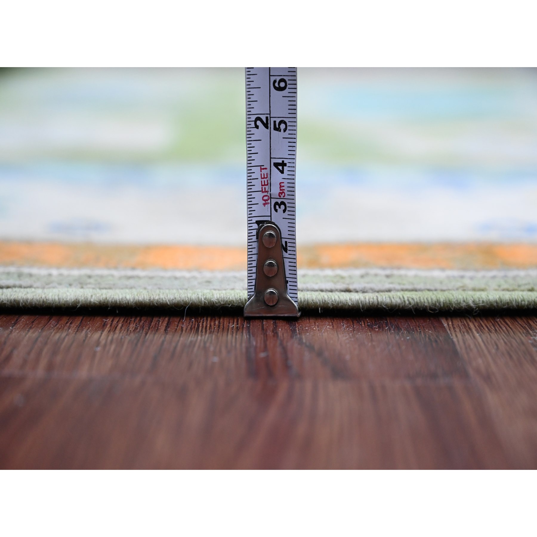 5'6"x7'7" Moss Green, Colorful Fusion Kazak, Caucasian Design, Hand Knotted, 100% Wool, Oriental Rug Sh20975