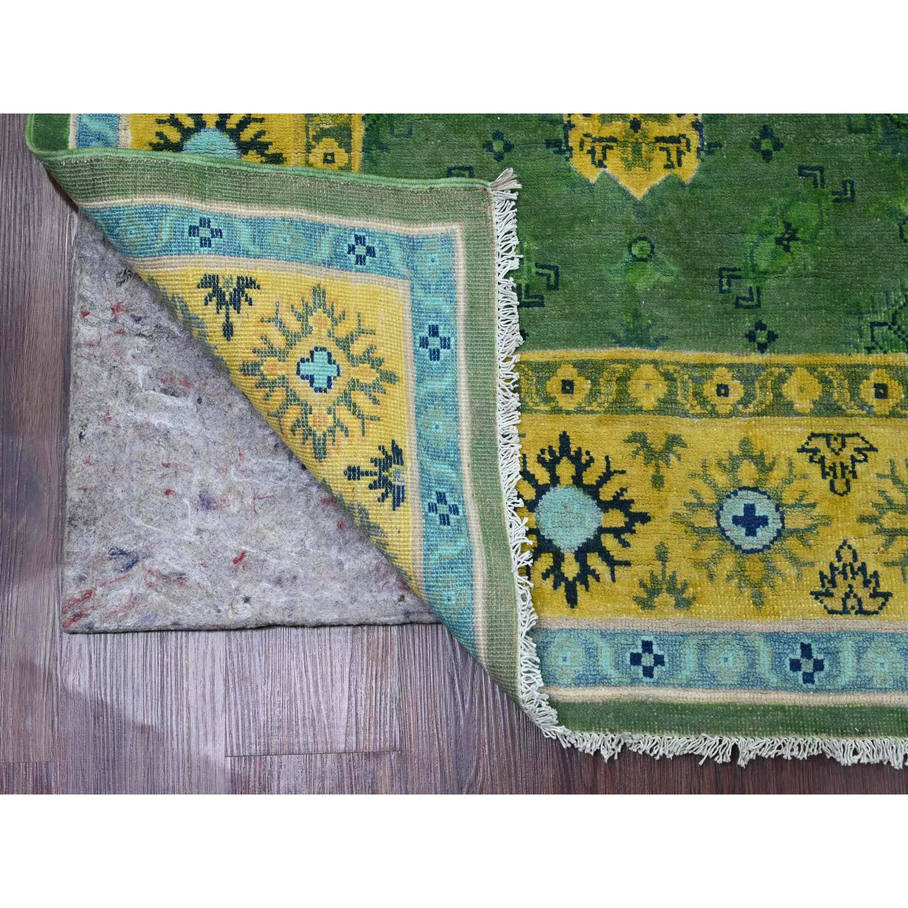 5'4"x7'6" Hunter Green, Colorful Fusion Kazak with Caucasian Design, Pure Wool, Hand Knotted, Oriental Rug Sh20976