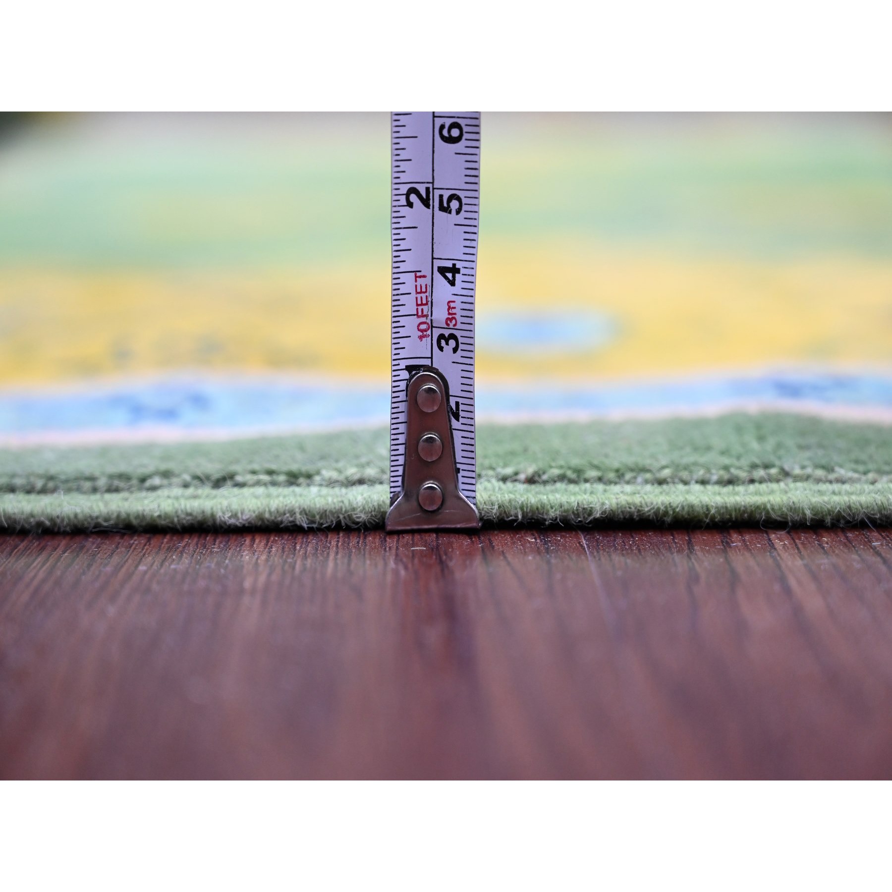 5'4"x7'6" Hunter Green, Colorful Fusion Kazak with Caucasian Design, Pure Wool, Hand Knotted, Oriental Rug Sh20976
