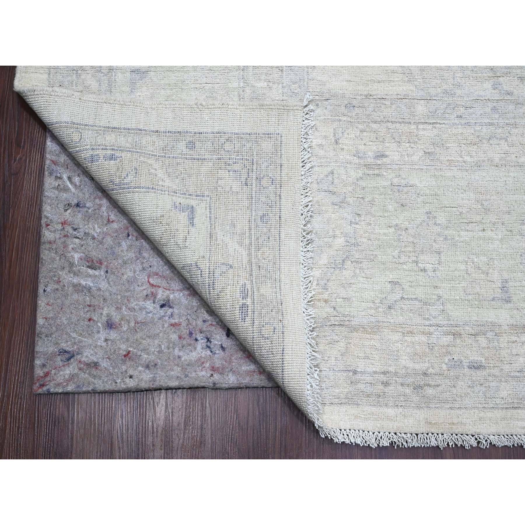 9'8"x13'8" Whisper White, Washed Out Peshawar with All Over Leaf Design, Hand Knotted, Vegetable Dyes, 100% Wool, Oriental Rug Sh20978