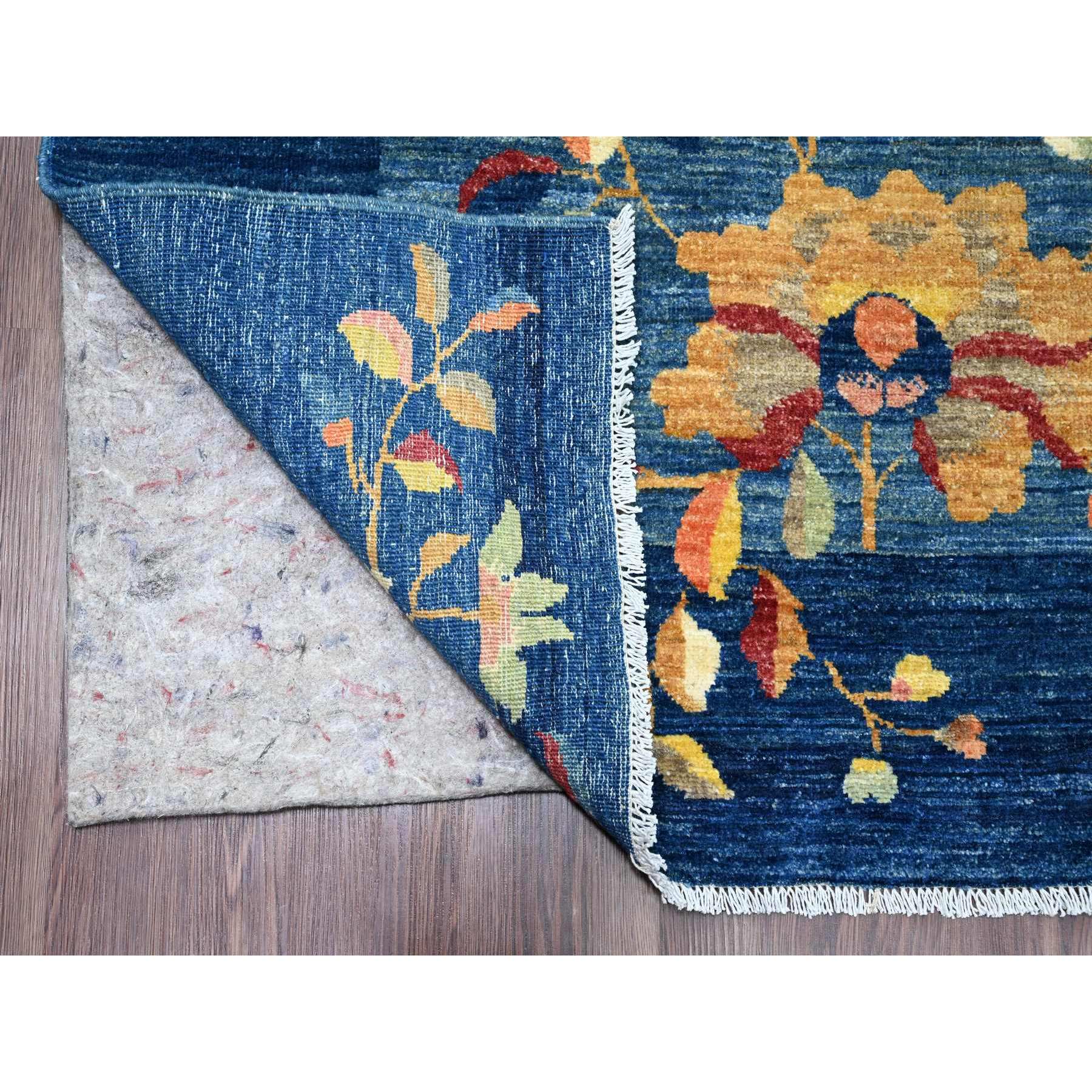 8'x10' Imperial Blue, Chinese Art Deco Inspired Peshawar, Vegetable Dyes, Hand Knotted, Soft and Vibrant Wool, Oriental Rug Sh20979