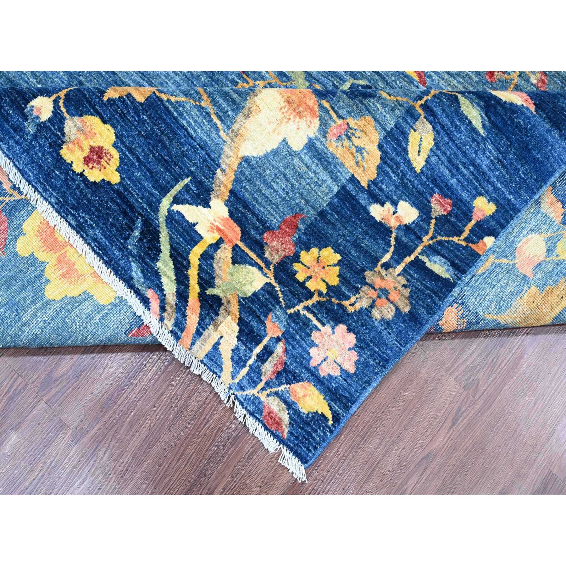 8'x10' Imperial Blue, Chinese Art Deco Inspired Peshawar, Vegetable Dyes, Hand Knotted, Soft and Vibrant Wool, Oriental Rug Sh20979