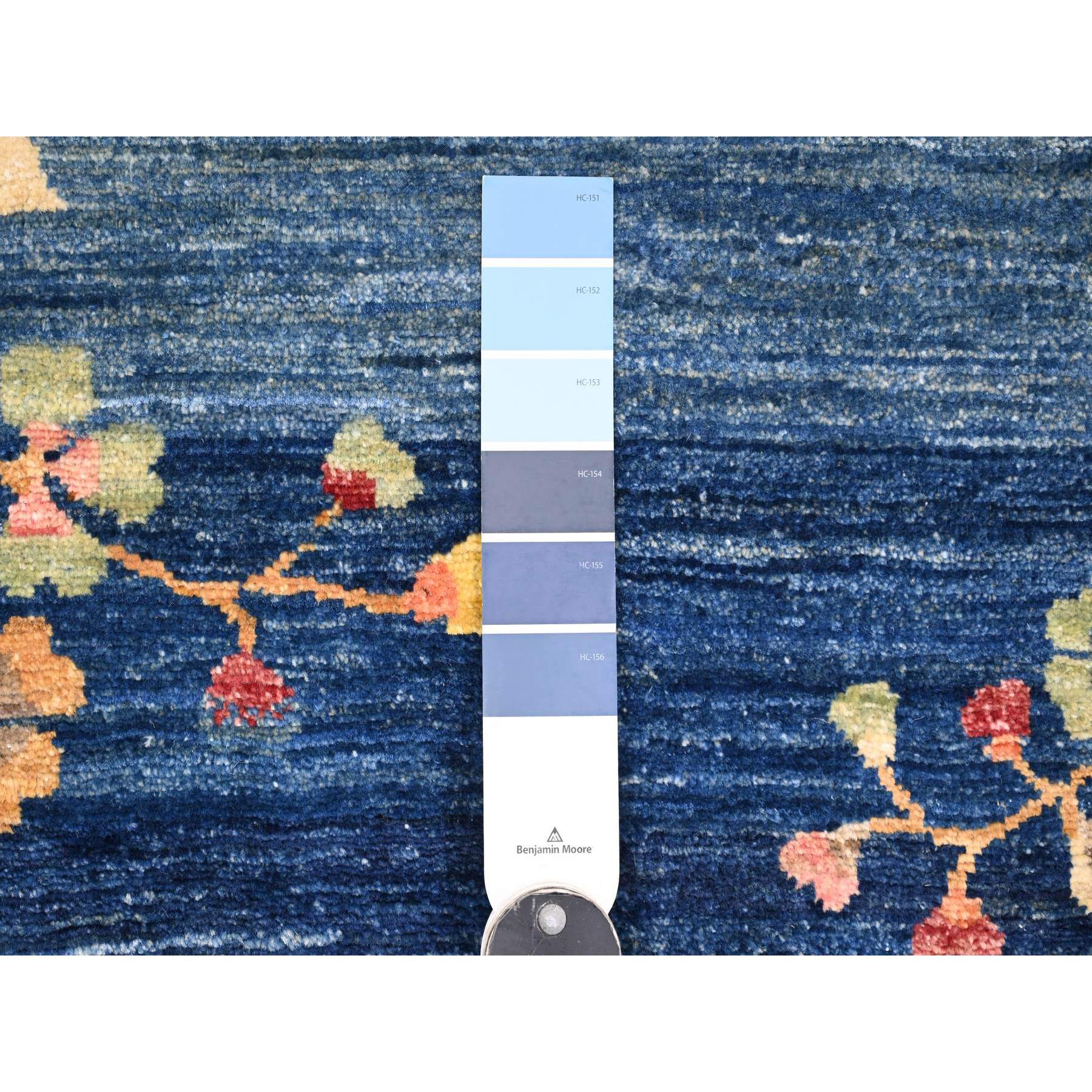 8'x10' Imperial Blue, Chinese Art Deco Inspired Peshawar, Vegetable Dyes, Hand Knotted, Soft and Vibrant Wool, Oriental Rug Sh20979