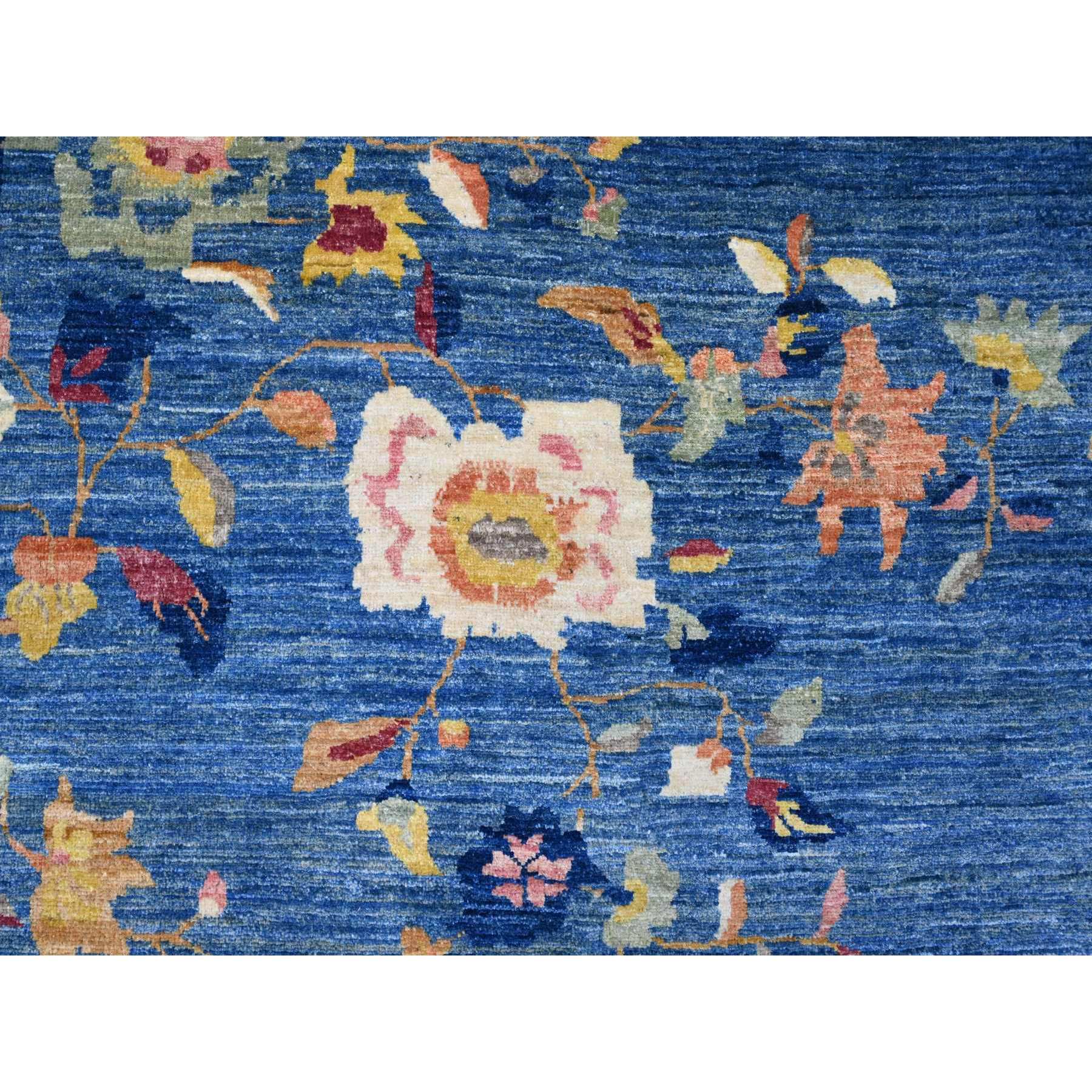 8'x10' Imperial Blue, Chinese Art Deco Inspired Peshawar, Vegetable Dyes, Hand Knotted, Soft and Vibrant Wool, Oriental Rug Sh20979