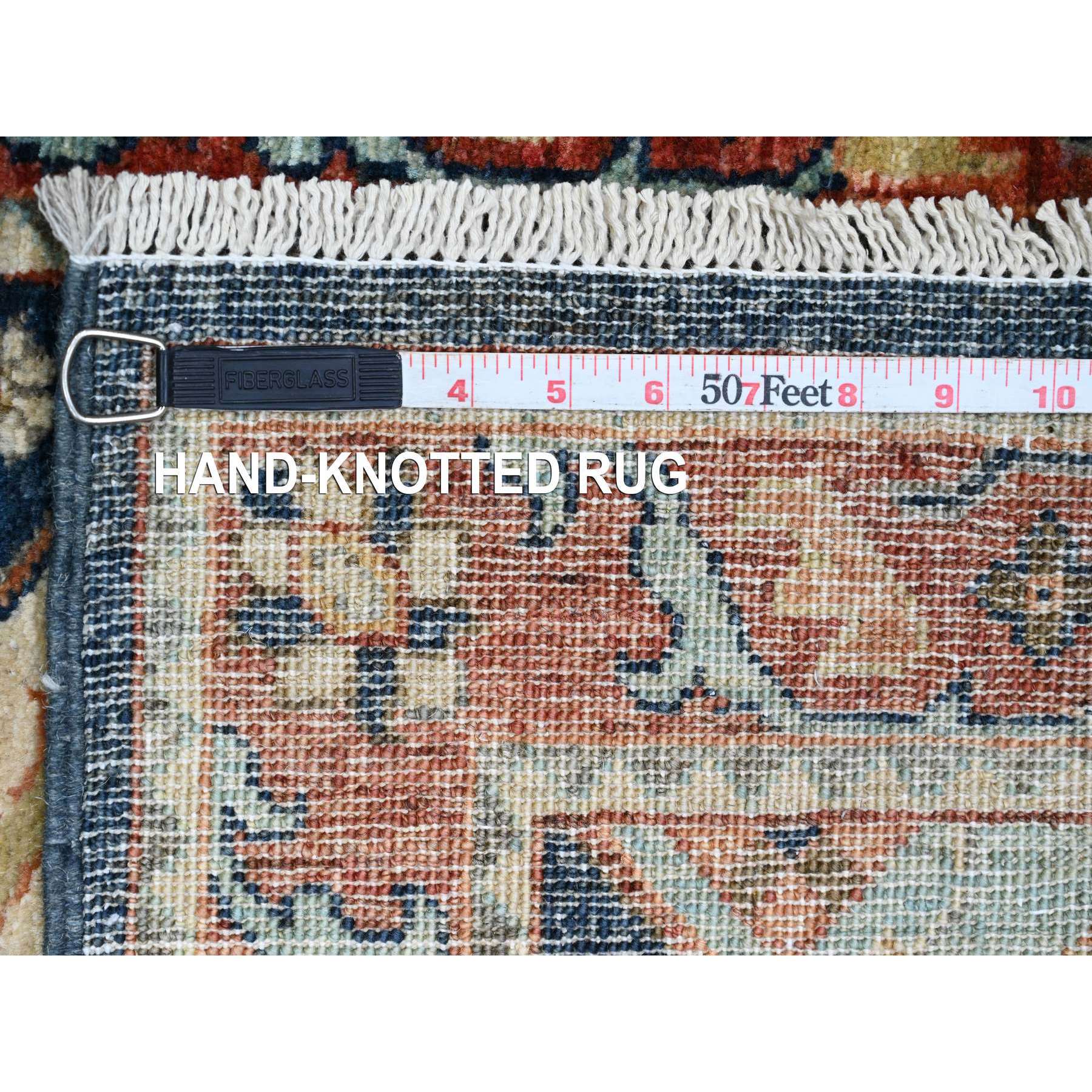 2'7"x7'10" Yale Blue, Aryana Collection, Afghan Peshawar with Caucasian Akstafa Design, Hand Knotted, High Mountain Wool, Runner, Oriental Rug Sh20980