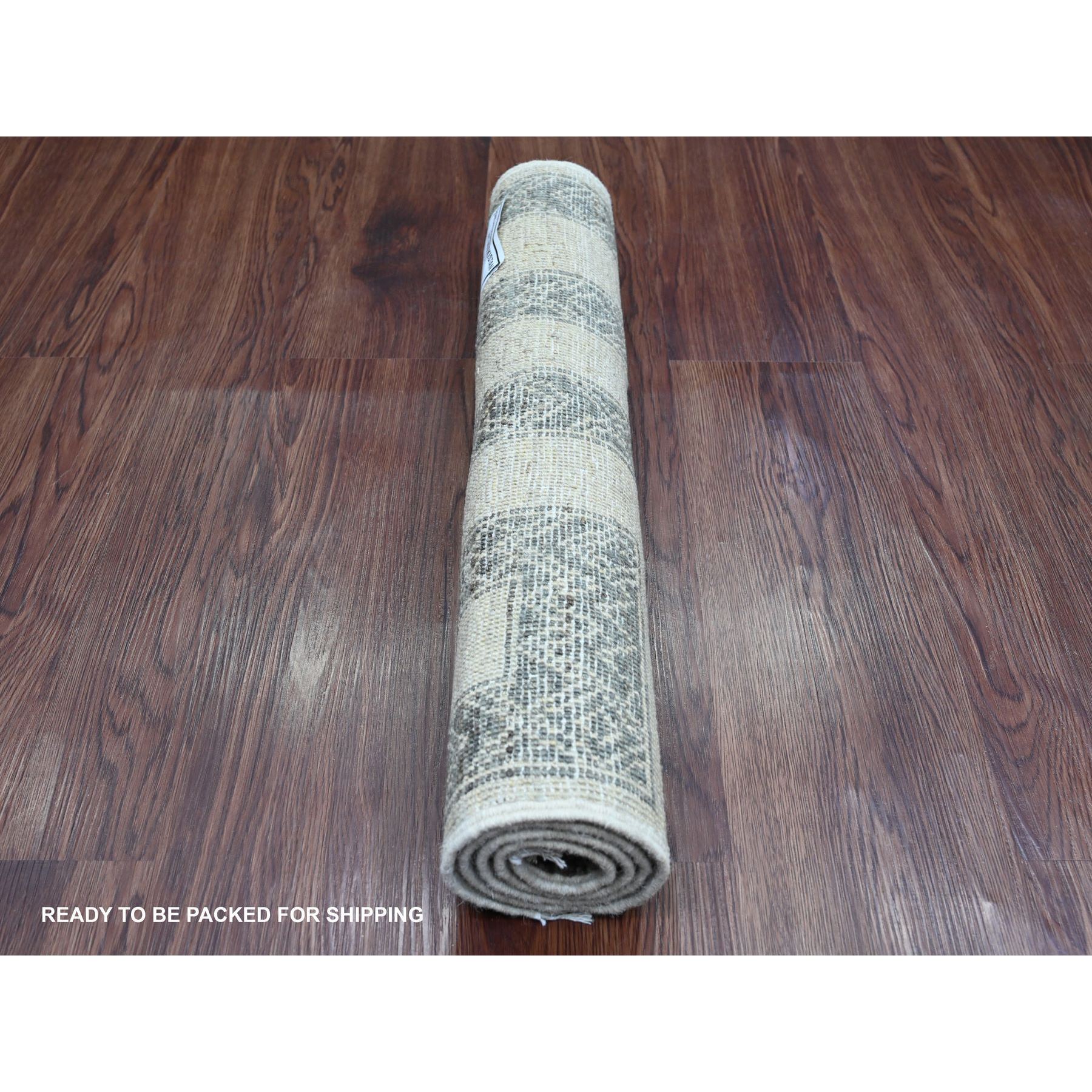 2'1"x3'1" Mocha Brown, Moroccan Berber Influence with Geometric Pattern, High Mountain Wool, Denser Weave, Hand Knotted, Sample, Mat, Oriental Rug Sh20981