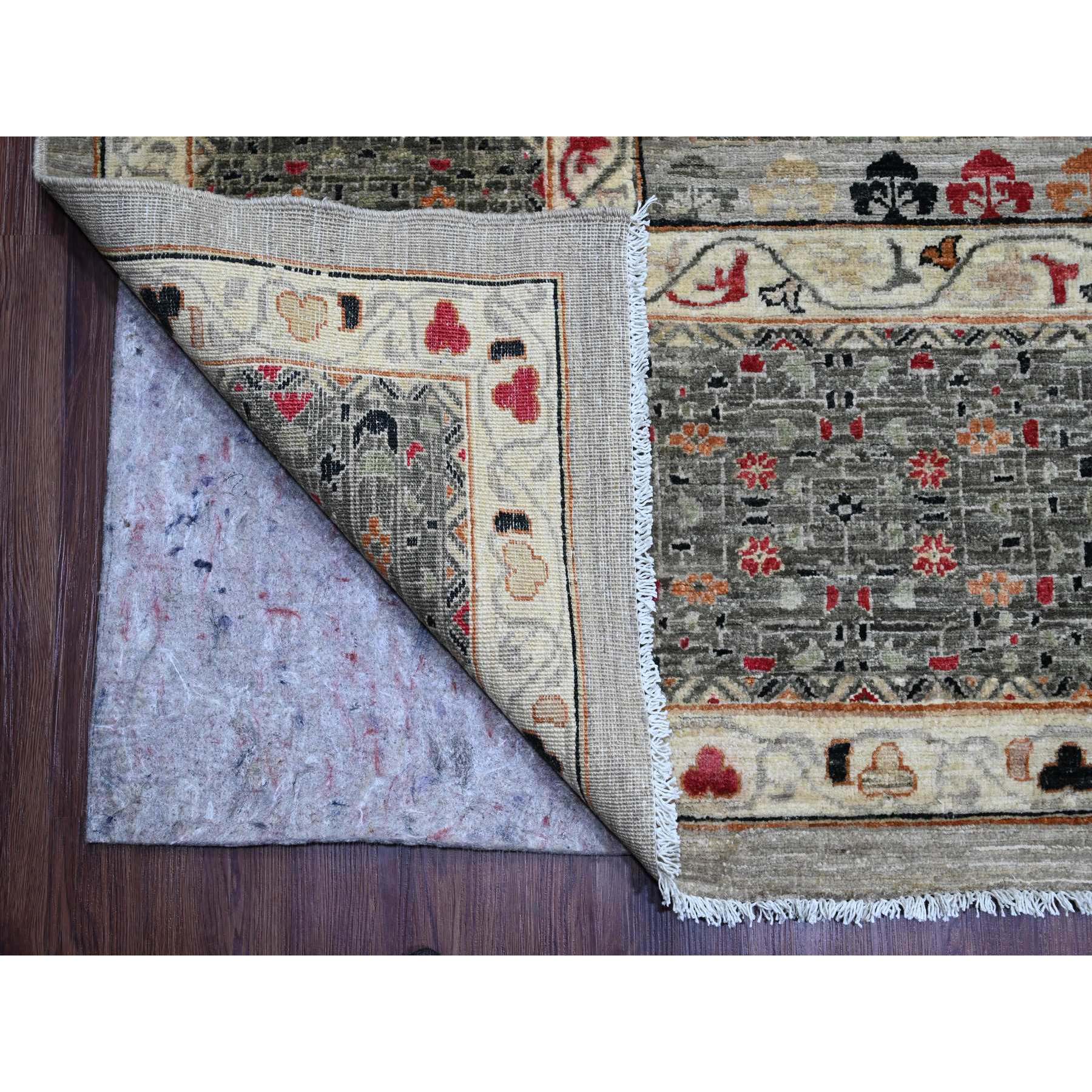 12'x15'4" Cloud Gray, 14th Century Mamluk Dynasty Pattern with Star Medallion Design, High Mountain Wool, Hand Knotted, Natural Dyes, Oversized, Oriental Rug Sh20982