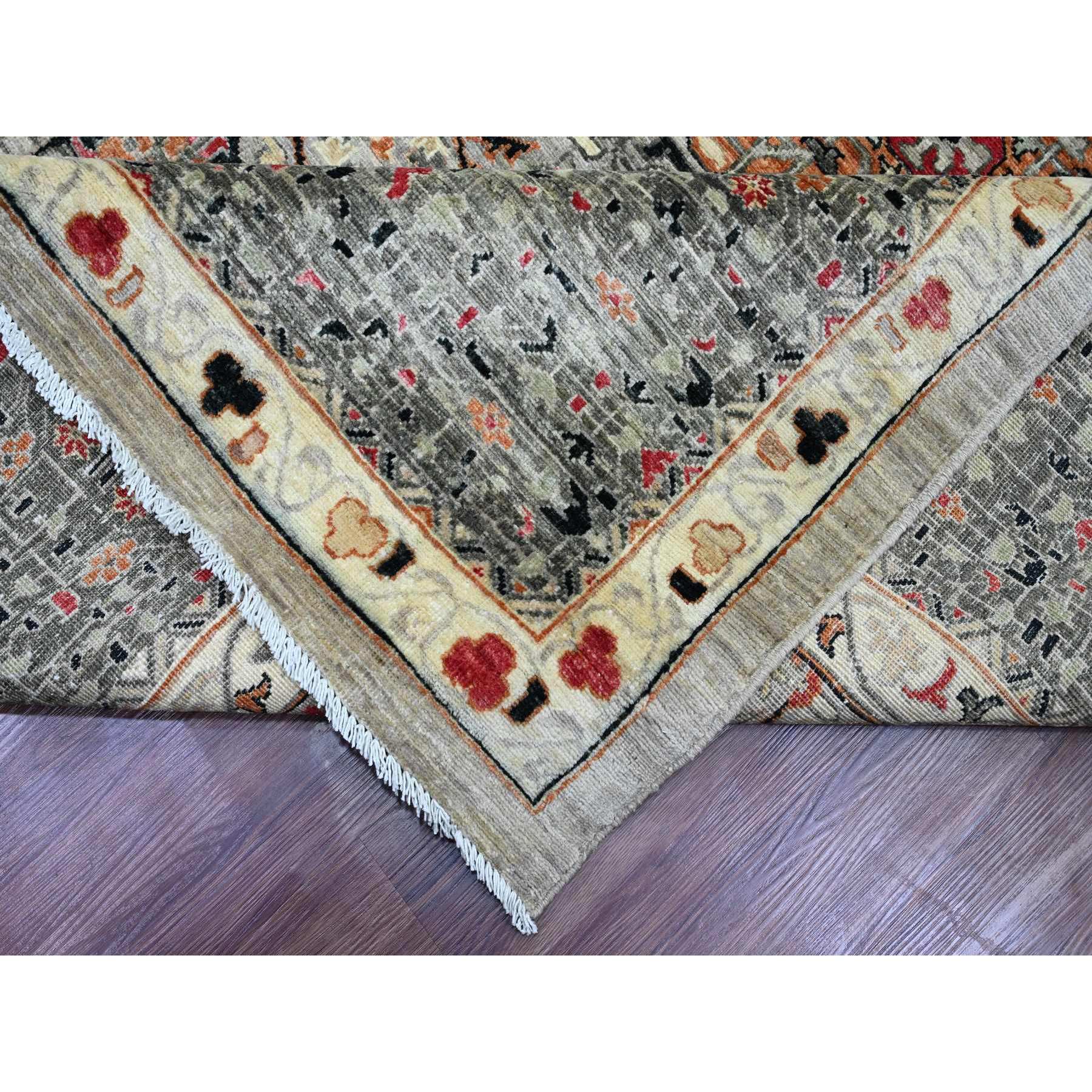 12'x15'4" Cloud Gray, 14th Century Mamluk Dynasty Pattern with Star Medallion Design, High Mountain Wool, Hand Knotted, Natural Dyes, Oversized, Oriental Rug Sh20982