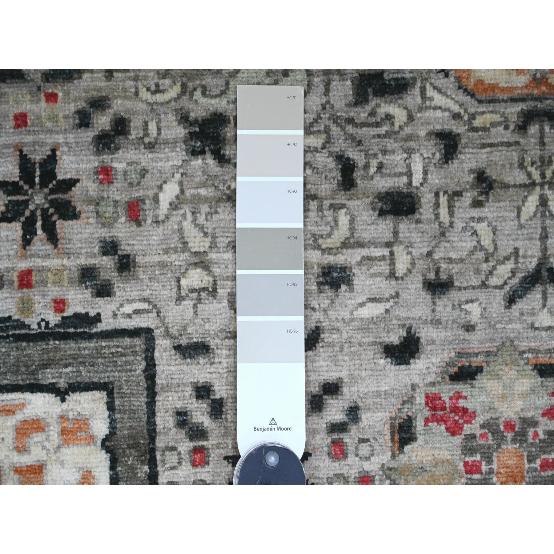 12'x15'4" Cloud Gray, 14th Century Mamluk Dynasty Pattern with Star Medallion Design, High Mountain Wool, Hand Knotted, Natural Dyes, Oversized, Oriental Rug Sh20982