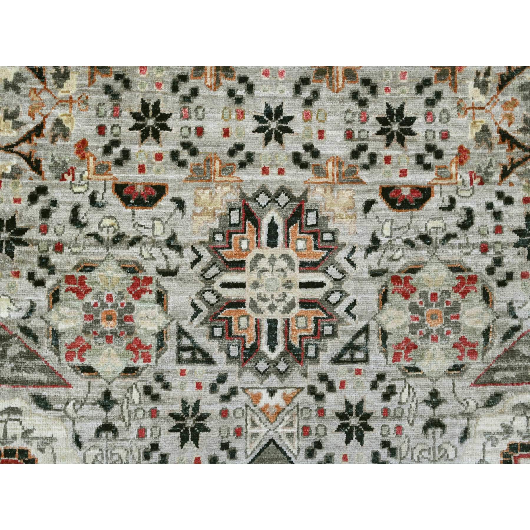 12'x15'4" Cloud Gray, 14th Century Mamluk Dynasty Pattern with Star Medallion Design, High Mountain Wool, Hand Knotted, Natural Dyes, Oversized, Oriental Rug Sh20982