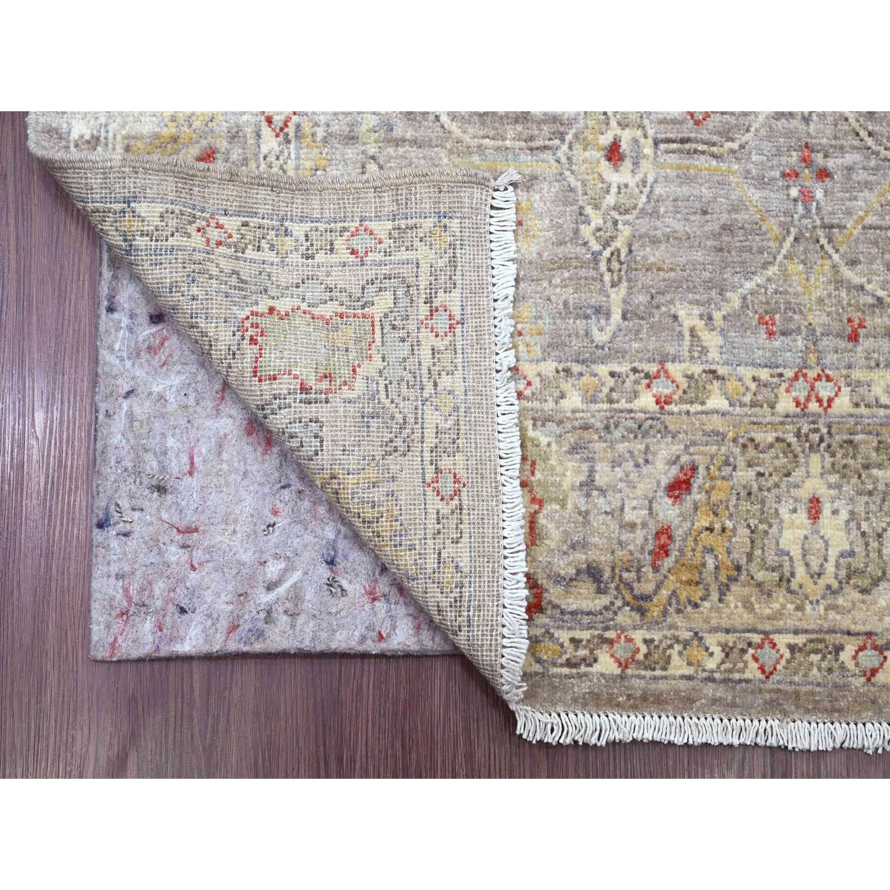 4'x19'3" Stone Gray, Peshawar with Bijar Garus Design, Hand Knotted, High Mountain Wool, Vegetable Dyes, Densely Woven, XL, Wide Runner, Oriental Rug Sh20985