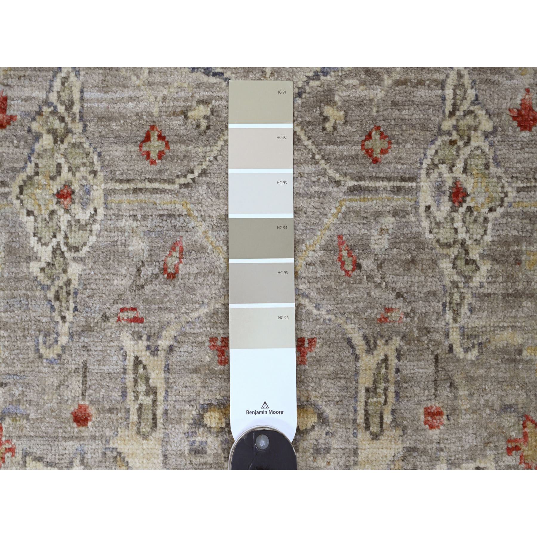 4'x19'3" Stone Gray, Peshawar with Bijar Garus Design, Hand Knotted, High Mountain Wool, Vegetable Dyes, Densely Woven, XL, Wide Runner, Oriental Rug Sh20985