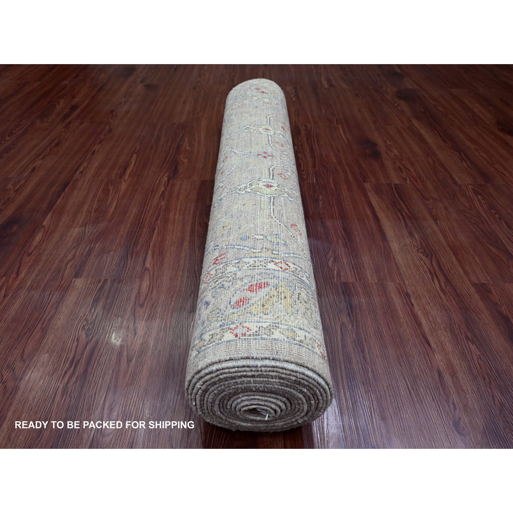 4'x19'3" Stone Gray, Peshawar with Bijar Garus Design, Hand Knotted, High Mountain Wool, Vegetable Dyes, Densely Woven, XL, Wide Runner, Oriental Rug Sh20985