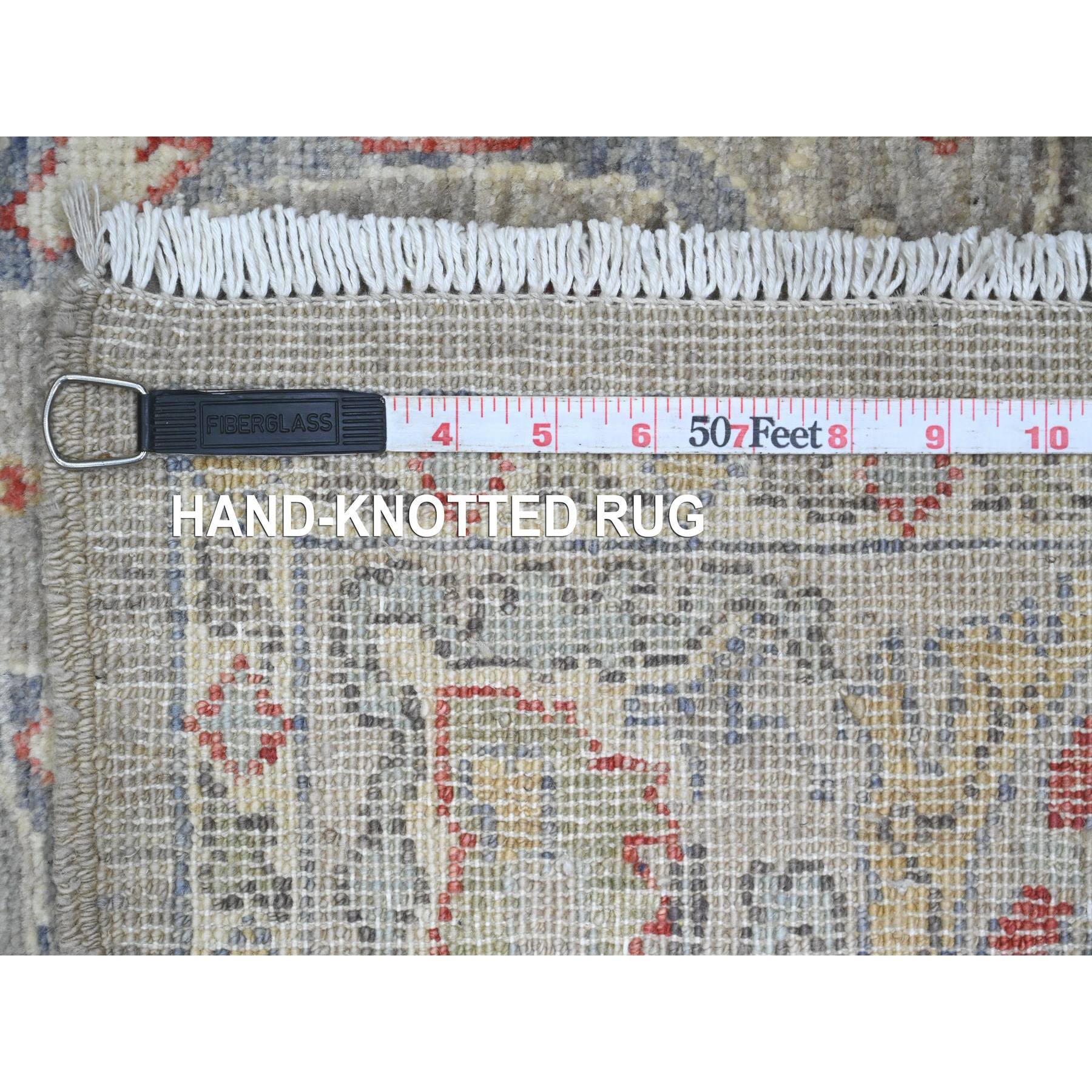 4'x19'3" Stone Gray, Peshawar with Bijar Garus Design, Hand Knotted, High Mountain Wool, Vegetable Dyes, Densely Woven, XL, Wide Runner, Oriental Rug Sh20985
