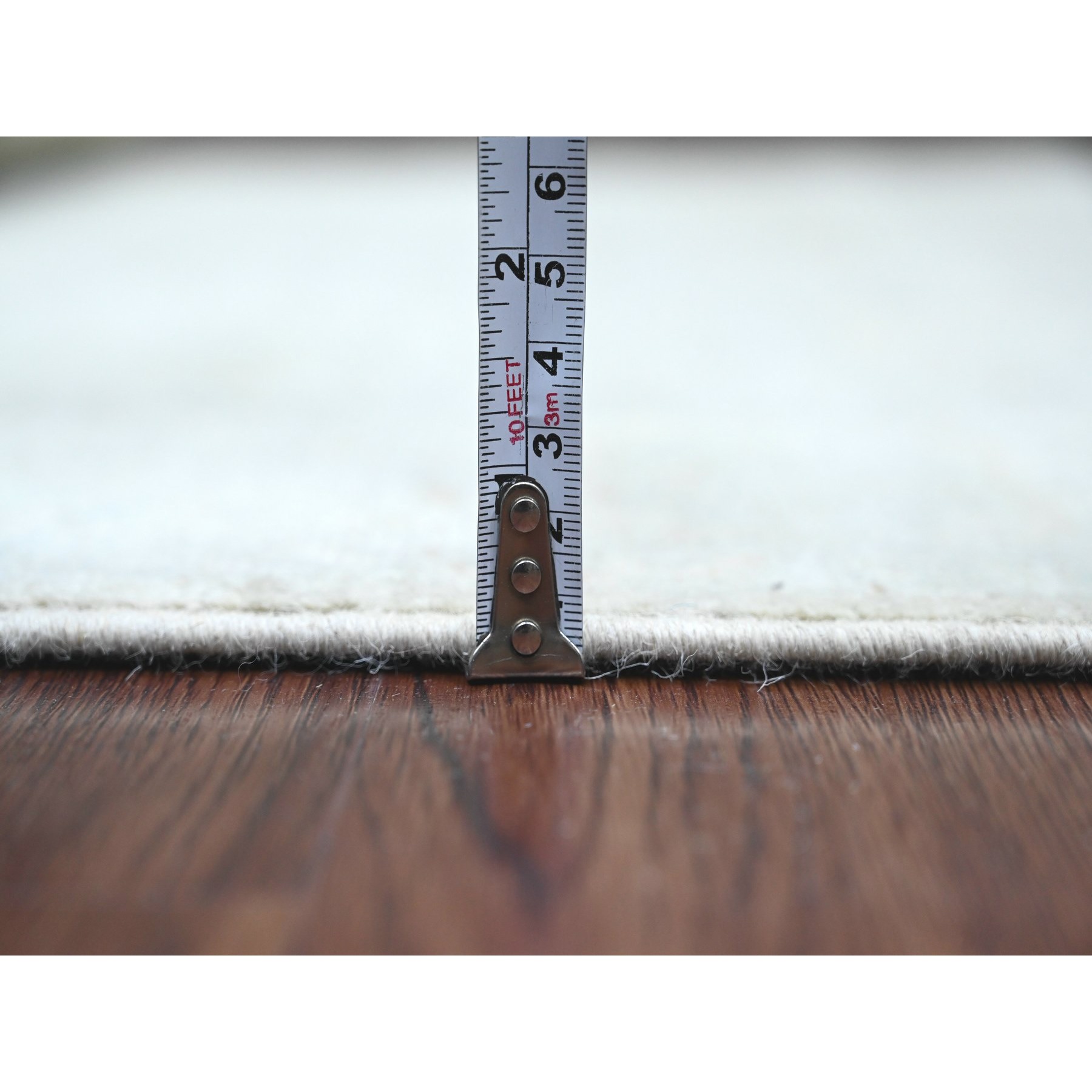 4'x11'10" Medium Gray, Washed Out Peshawar with Heriz All Over Design, High Mountain Wool, Hand Knotted, Densely Woven, Wide Runner, Oriental Rug Sh20986