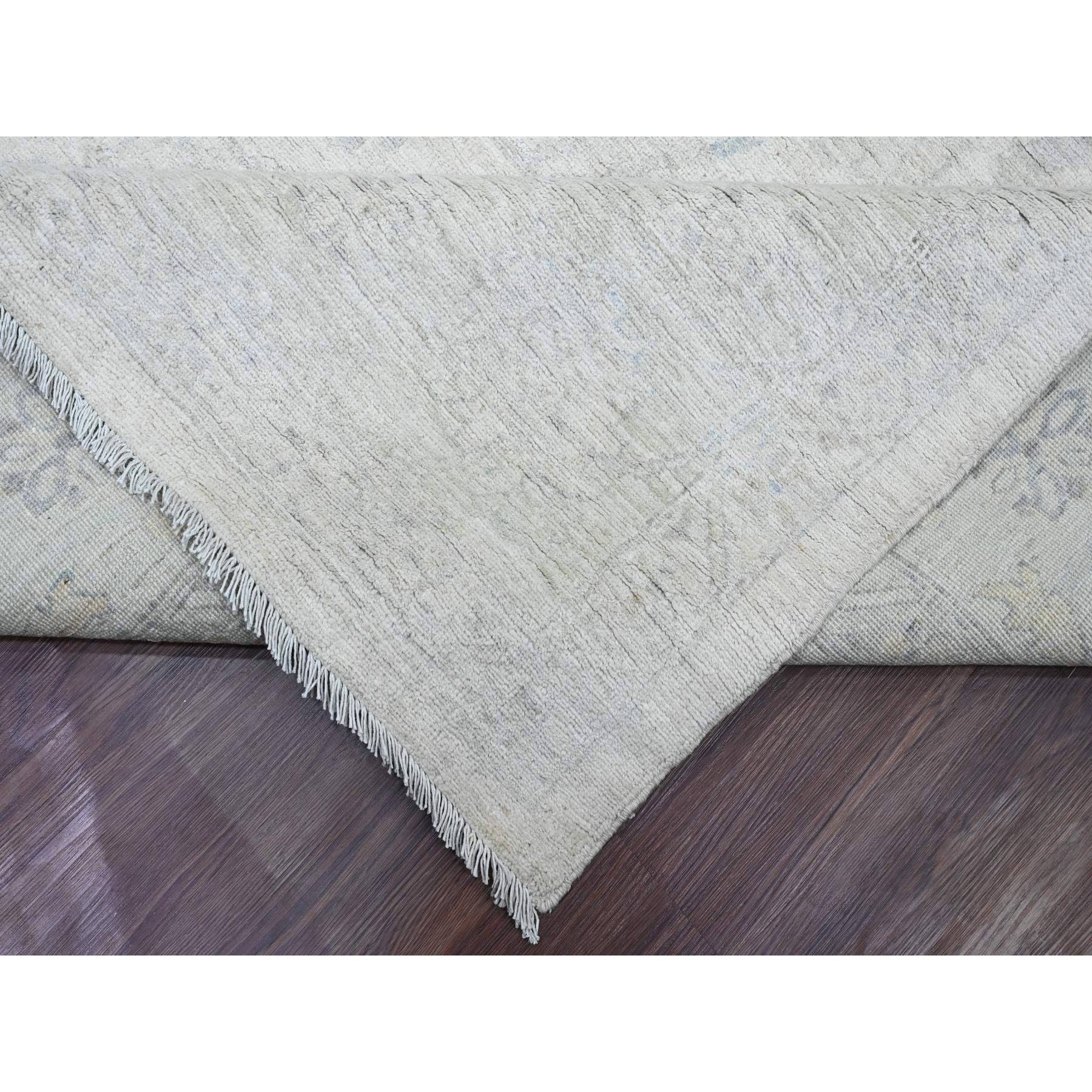 9'8"x13'5" Vista White, Washed Out Peshawar with All Over Pattern, Vegetable Dyes, 100% Wool, Hand Knotted, Oriental Rug Sh20989