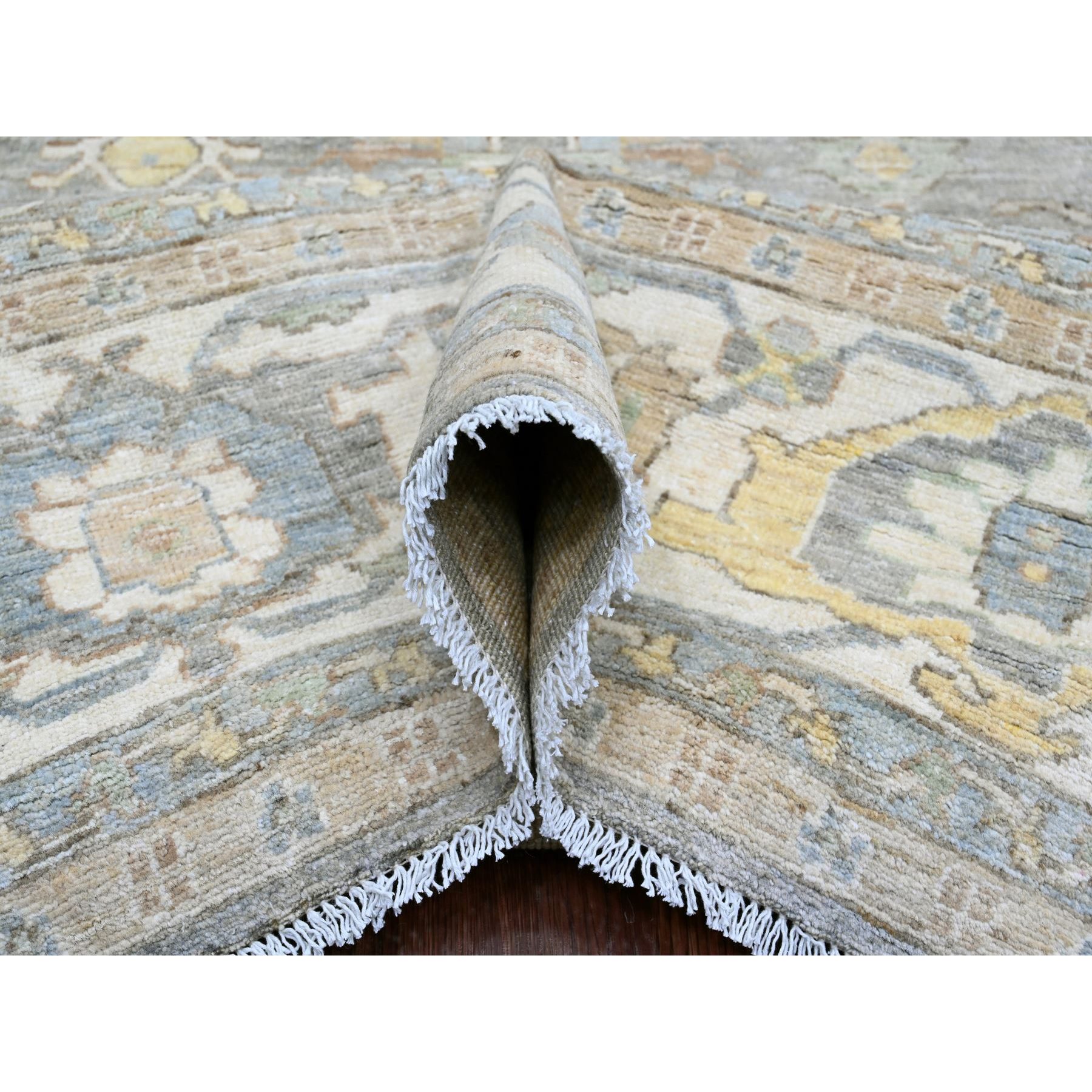 8'x10' Battleship Gray, Peshawar with Heriz All Over Design, Hand Knotted, Densely Woven, Aryana Collection, High Mountain Wool, Vegetable Dyes, Oriental Rug Sh20991