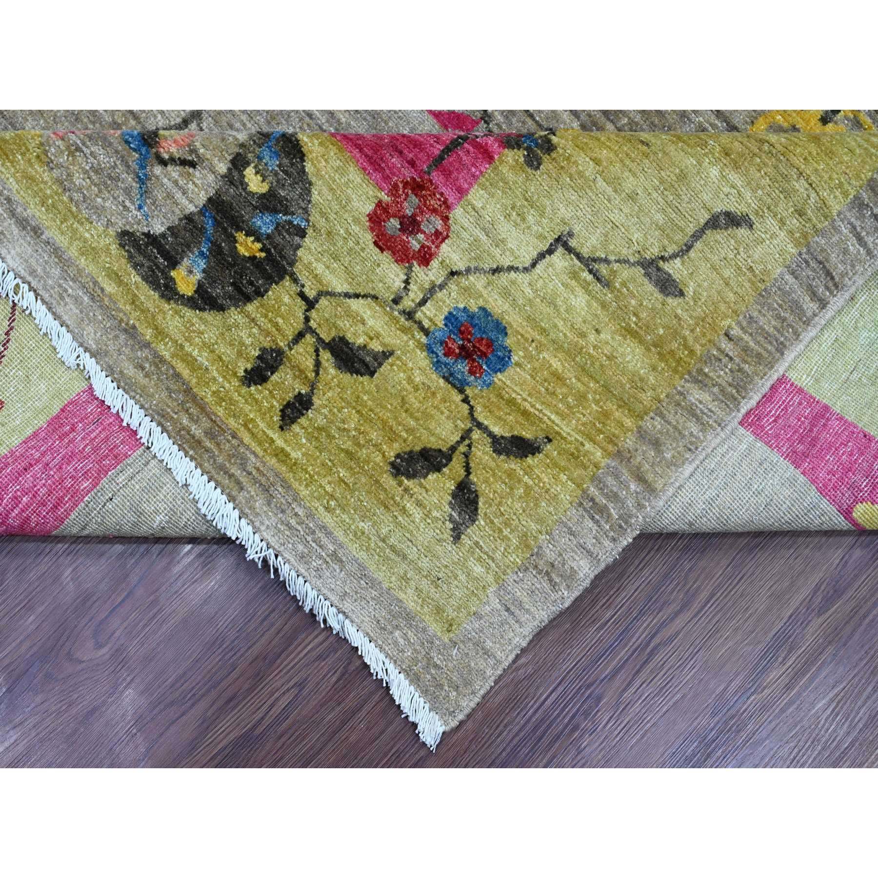 9'3"x12' Pastel Gray, Chinese Art Deco Inspired Peshawar, Hand Knotted, Pure Wool, Veggie Dyes, Oriental Rug Sh20999