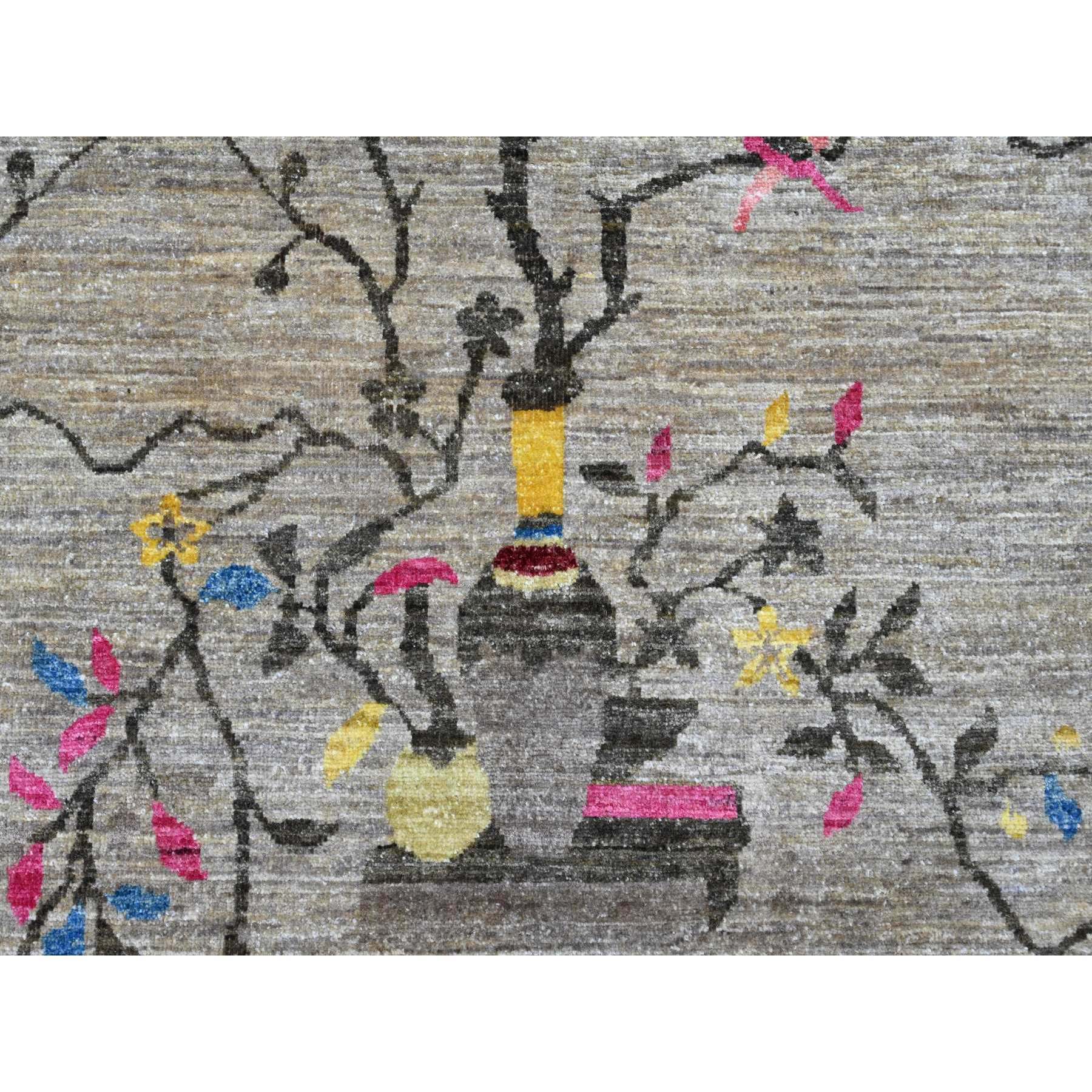 9'3"x12' Pastel Gray, Chinese Art Deco Inspired Peshawar, Hand Knotted, Pure Wool, Veggie Dyes, Oriental Rug Sh20999
