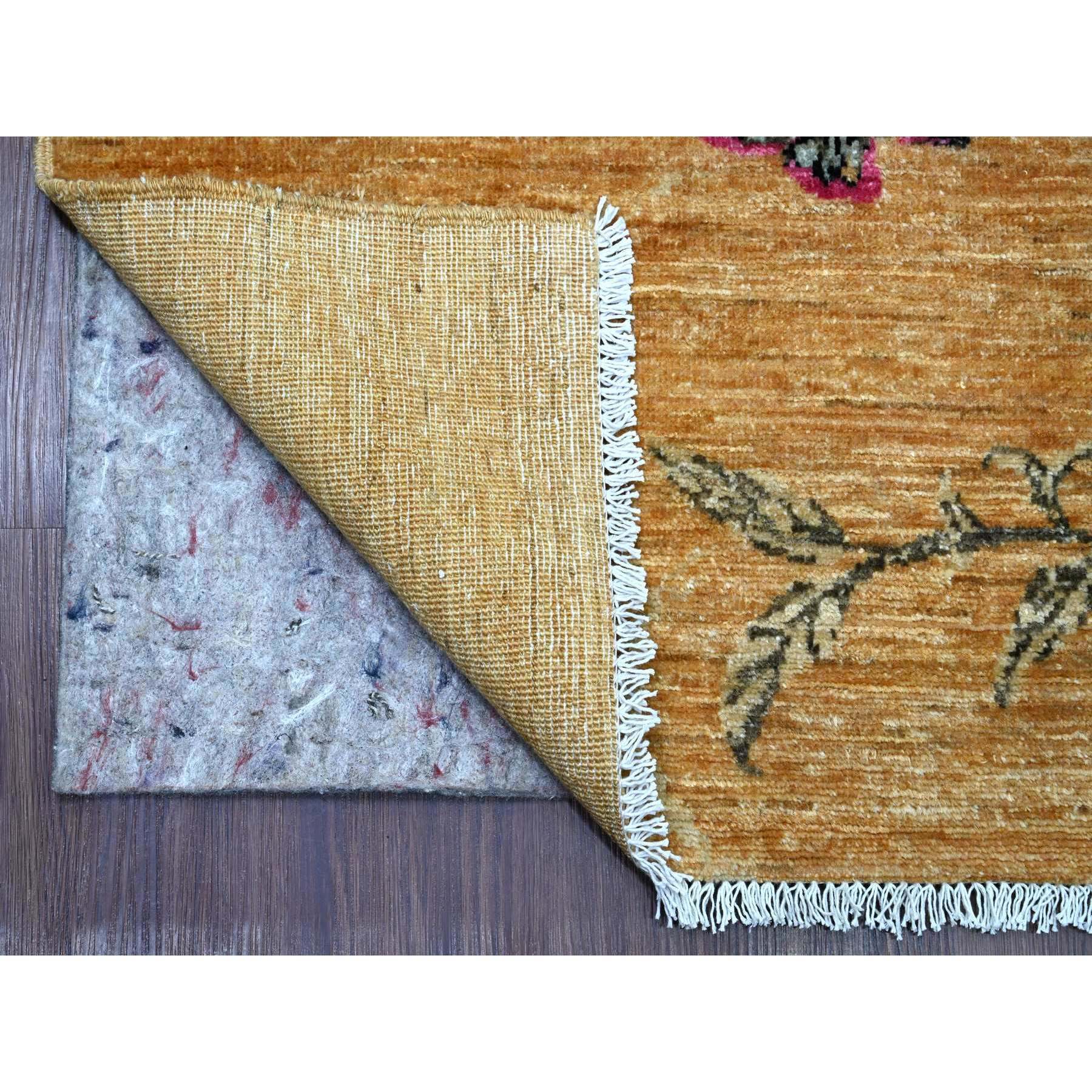 8'2"x9'9" Copper Brown, Sparrows on the Tree, Peshawar, Hand Knotted, High Mountain Wool, Soft to the Touch, Oriental Rug Sh21000