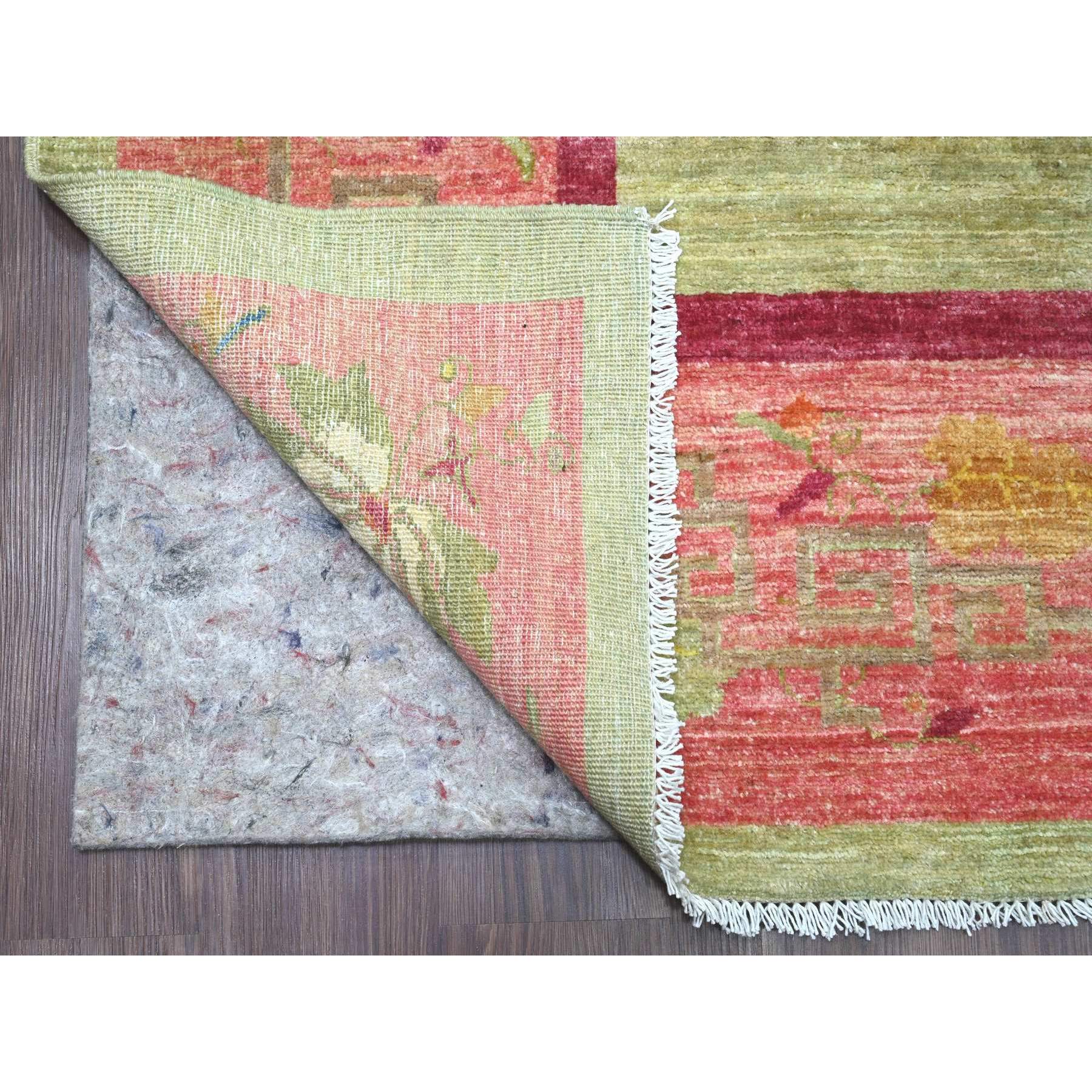 8'3"x10' Laurel Green, Chinese Art Deco Inspired Peshawar, Vegetable Dyes, Hand Knotted, Pure Wool, Oriental Rug Sh21005