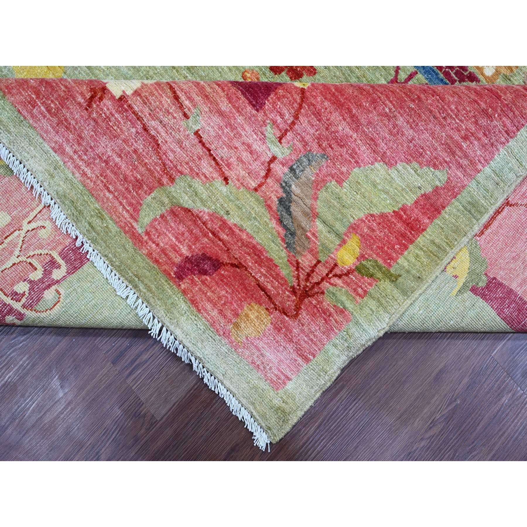 8'3"x10' Laurel Green, Chinese Art Deco Inspired Peshawar, Vegetable Dyes, Hand Knotted, Pure Wool, Oriental Rug Sh21005