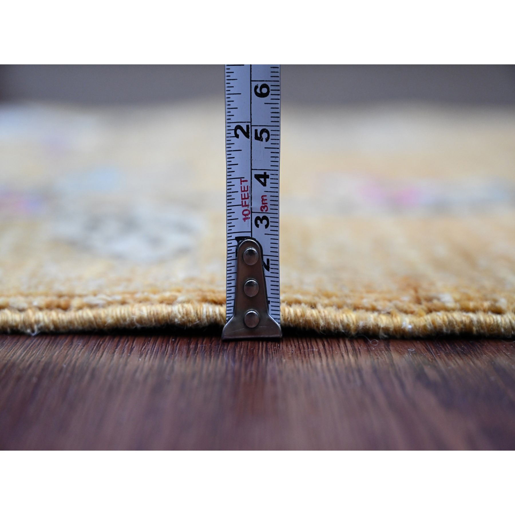 2'x2'10" Ochre Brown, Sparrows on the Tree, Peshawar, Pure Wool, Soft to the Touch, Hand Knotted, Densely Woven, Mat, Sample, Oriental Rug Sh21019