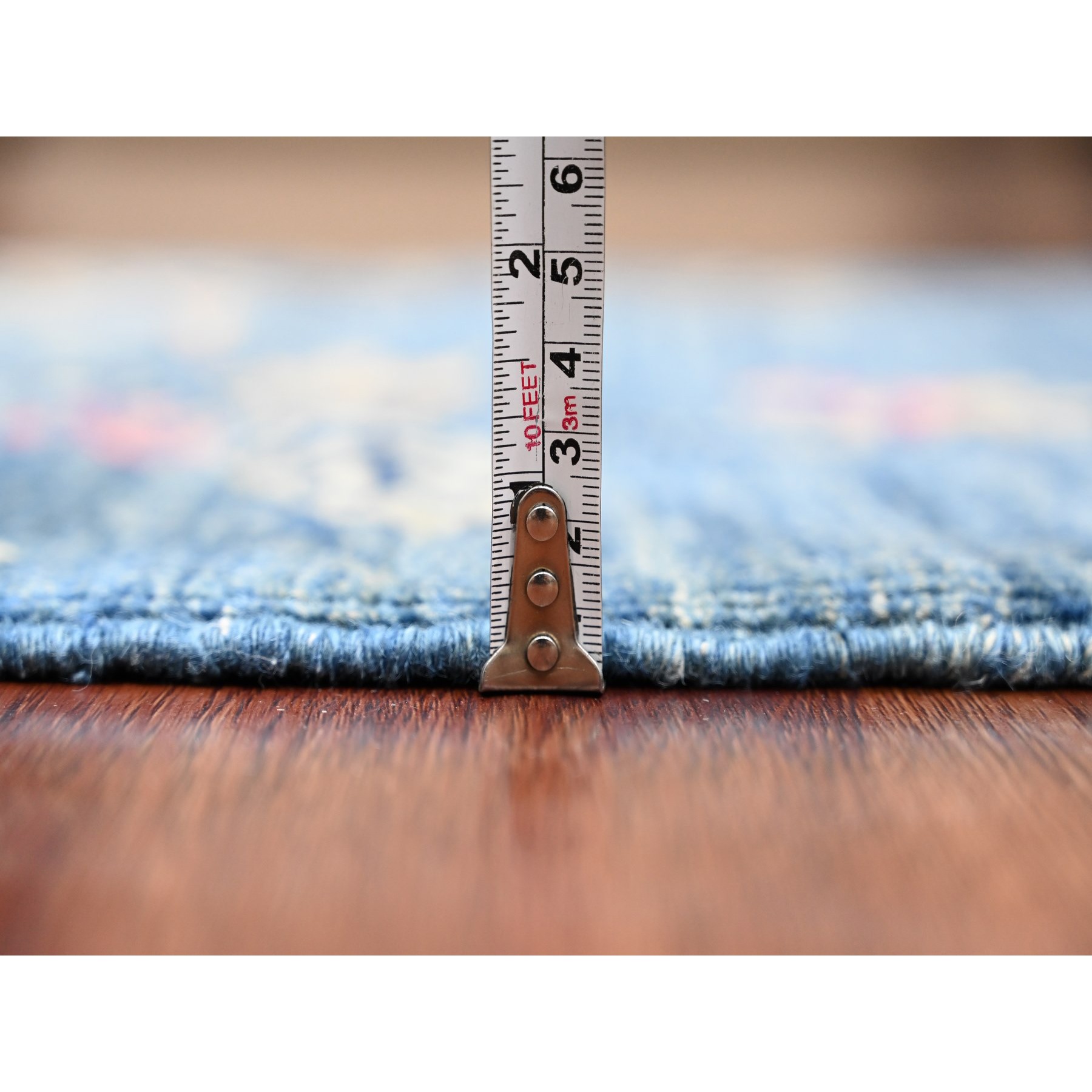 2'x2'10" Imperial Blue, Sparrows on the Tree, Peshawar, Densely Woven, Hand Knotted, Soft, High Mountain Wool, Mat, Sample, Oriental Rug Sh21020
