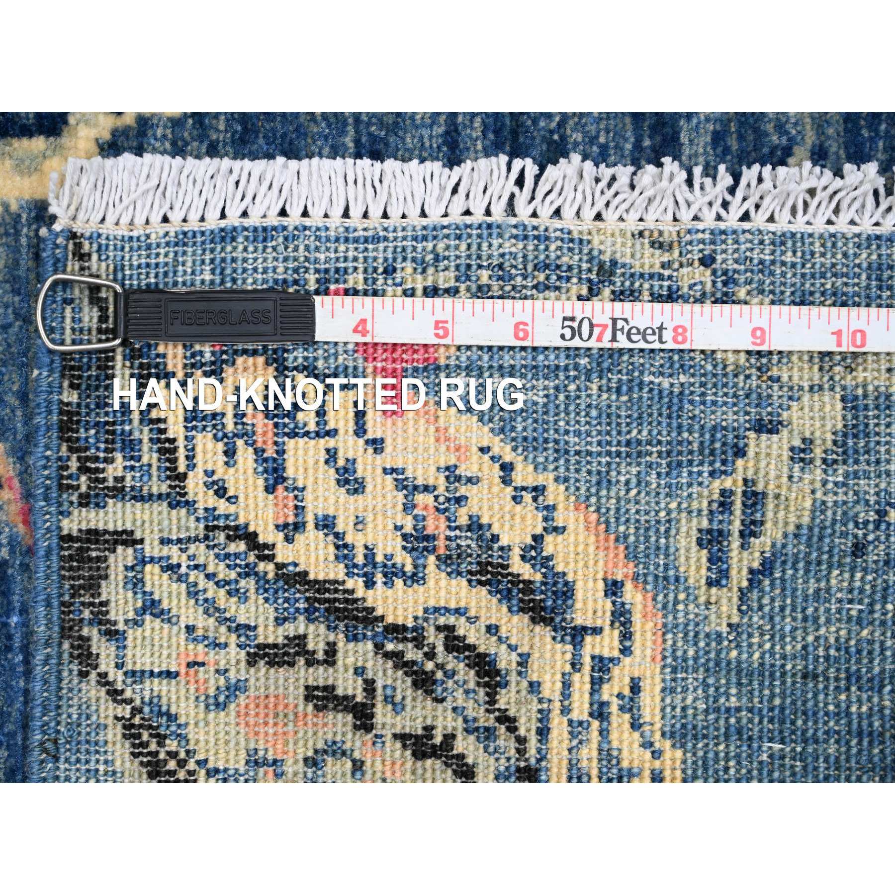 2'x2'10" Imperial Blue, Sparrows on the Tree, Peshawar, Densely Woven, Hand Knotted, Soft, High Mountain Wool, Mat, Sample, Oriental Rug Sh21020