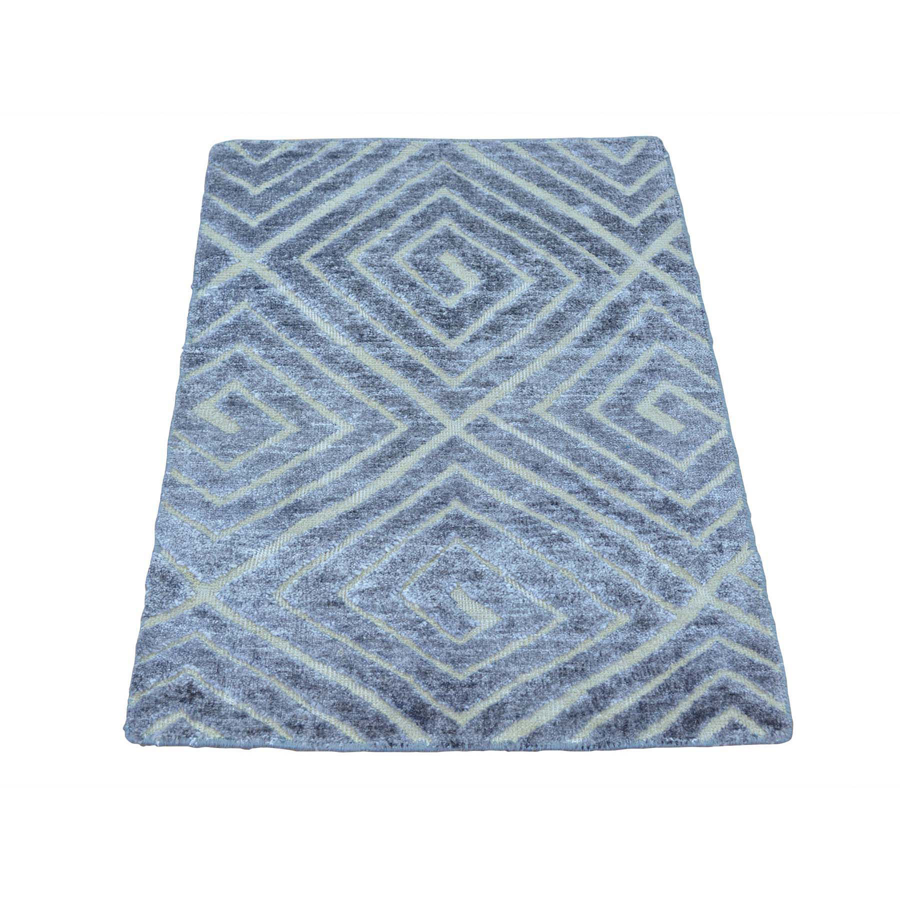 2' X 3' Wool And Silk High And Low Pile Modern Hand Knotted Rug moabc7da