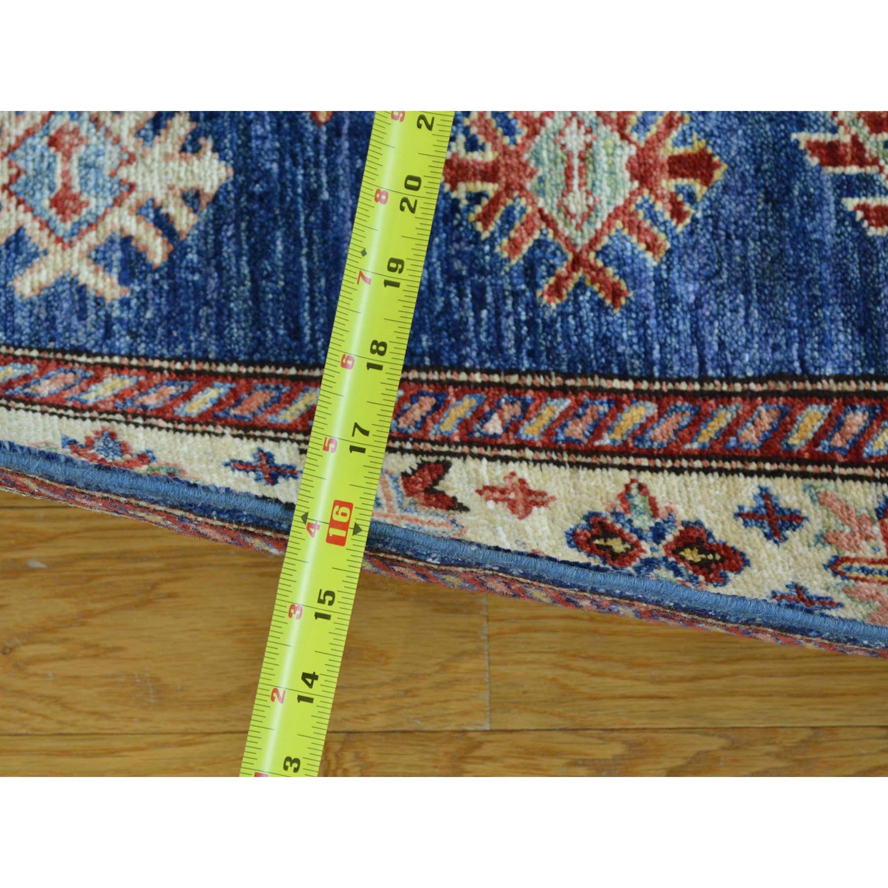 3- x 5- Denim Blue Super Kazak Hand Knotted 100 Percent Wool Oriental Rug 