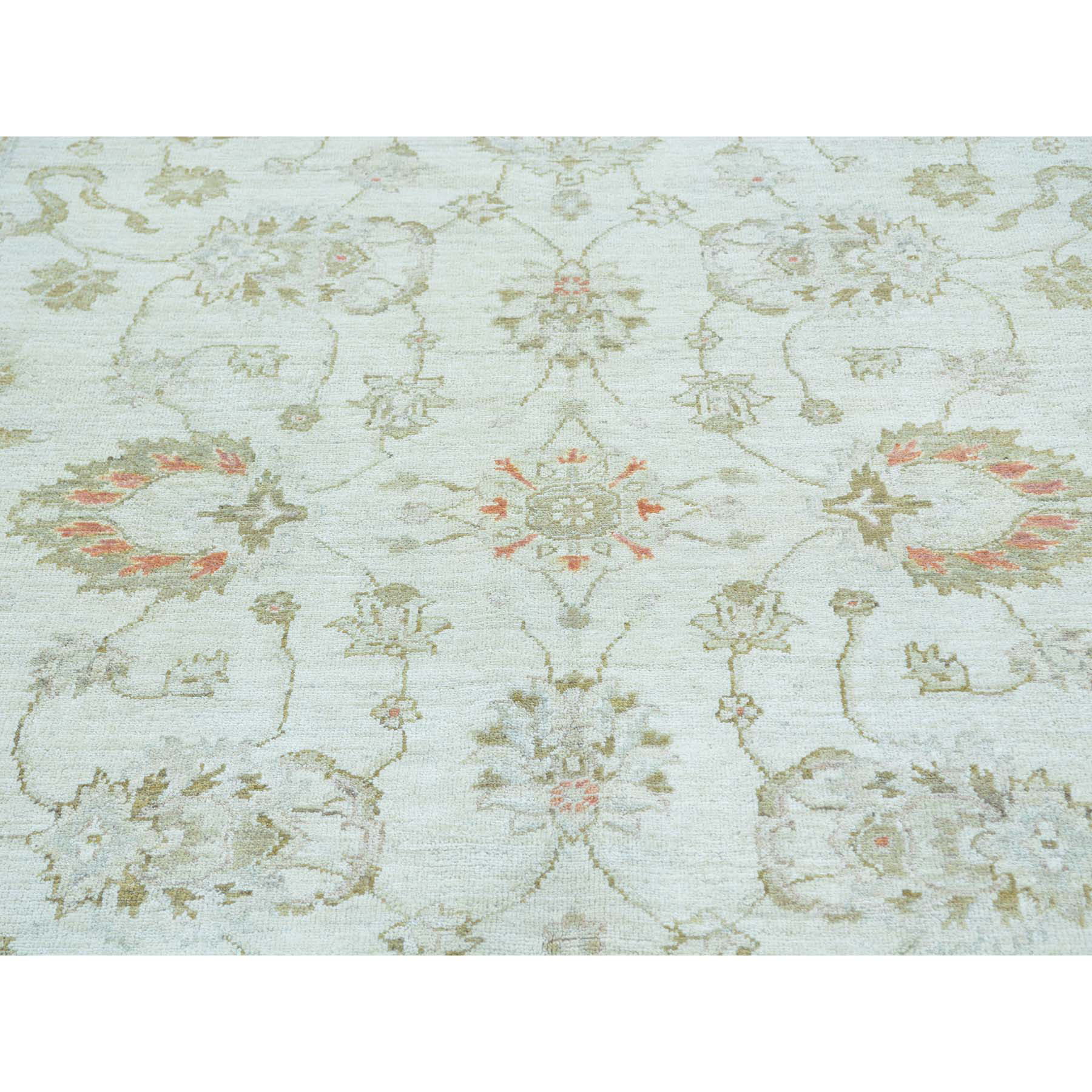 6-x8-9  Oushak Ivory Pure Wool White Wash Hand Knotted Oriental Rug 