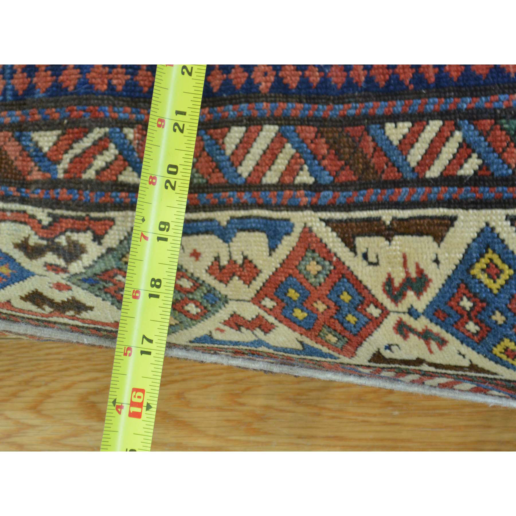 4-x9-10  Antique Caucasian Dagestan Vegetable Dyes Wide Runner Rug 
