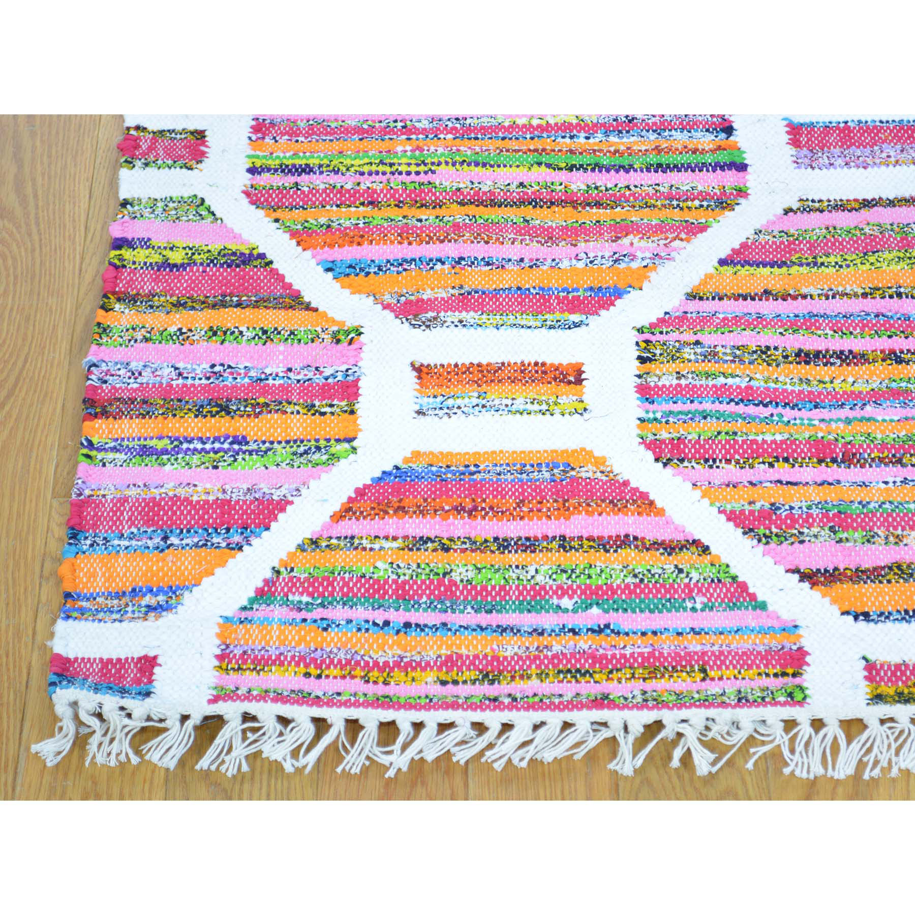 3-5 x5-7  Flat Weave Kilim Cotton And Sari Silk Hand Woven Oriental Rug 