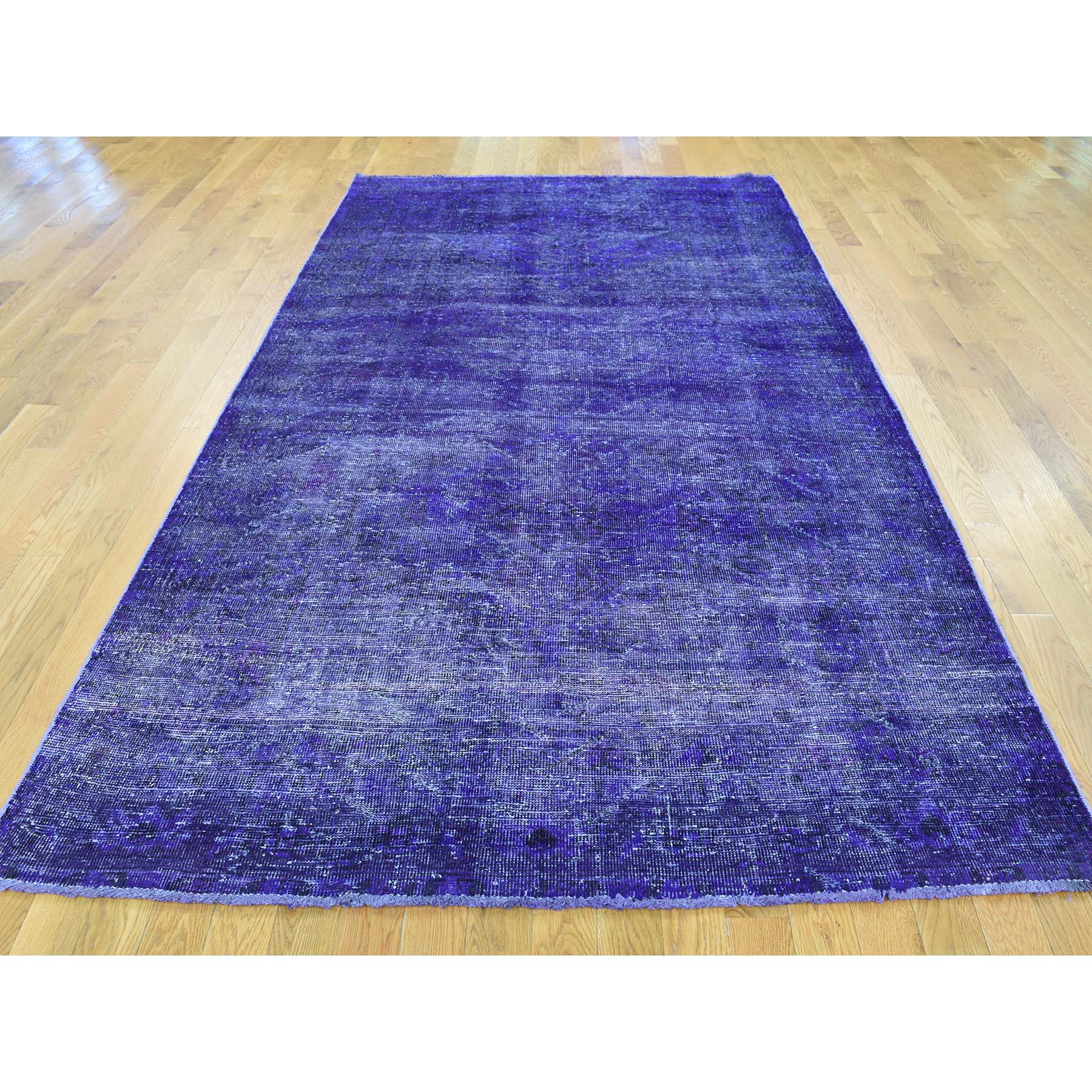 5-1 x9-9  Handmade Purple Overdyed Persian Shiraz Vintage Gallery Size Rug 