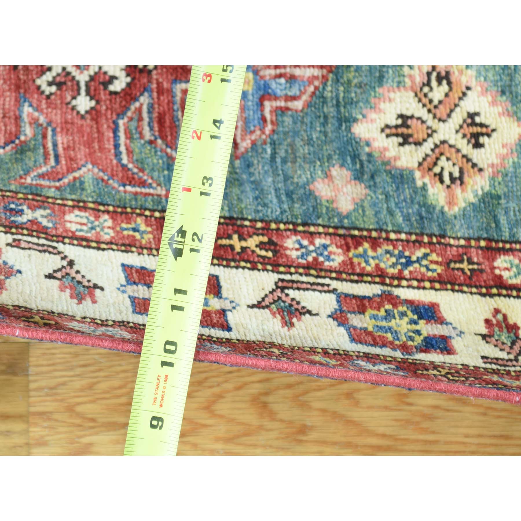 2-6 x10-1  Hand-Knotted Runner Geometric Design Super Kazak Oriental Rug 