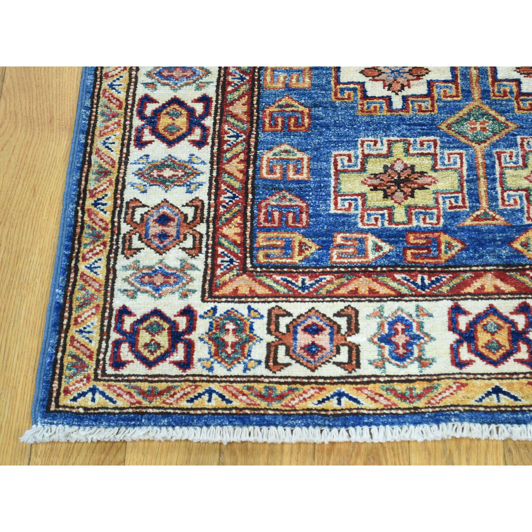 2-7 x4-5  Hand-Knotted Denim Blue Super Kazak Tribal Design Oriental Rug 