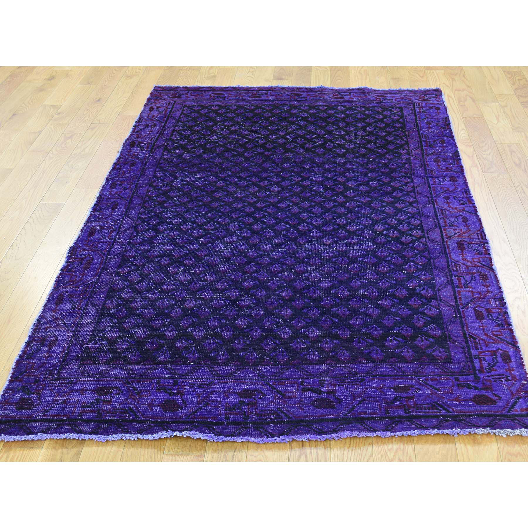 3-10 x6-7  Handmade Overdyed Persian Sarouk Mir Vintage Wide Runner Carpet 